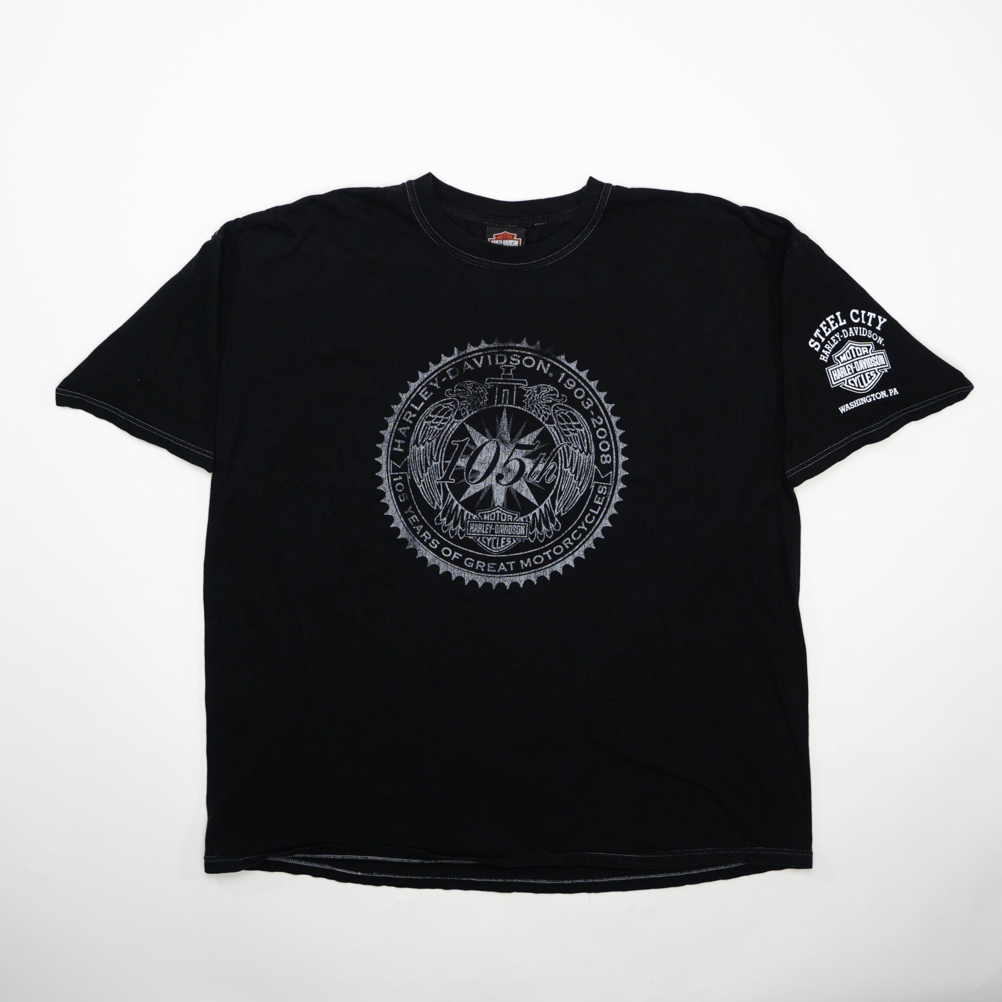 Vintage '08 Black Harley Davidson Steel City Tee (L/XL)