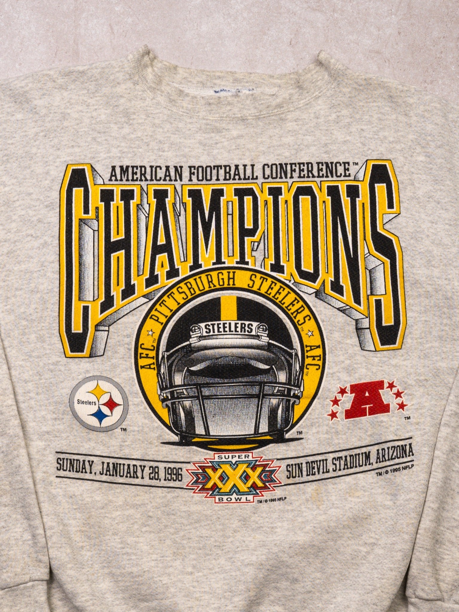 Vintage 96' Grey Conference Champions Steelers Crewneck (XL)