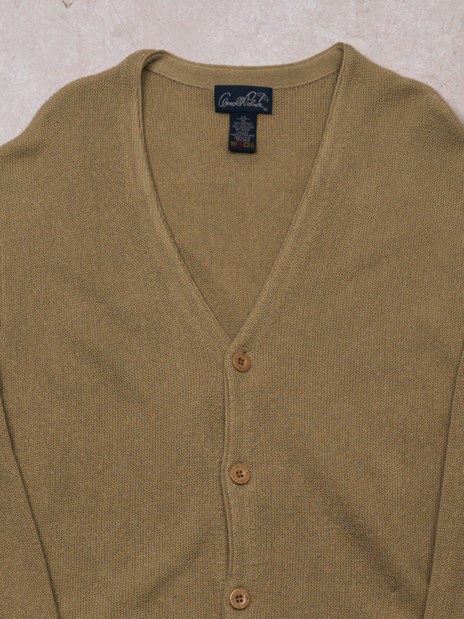 Vintage Beige Arnold Palmer Knit Cardigan (M)