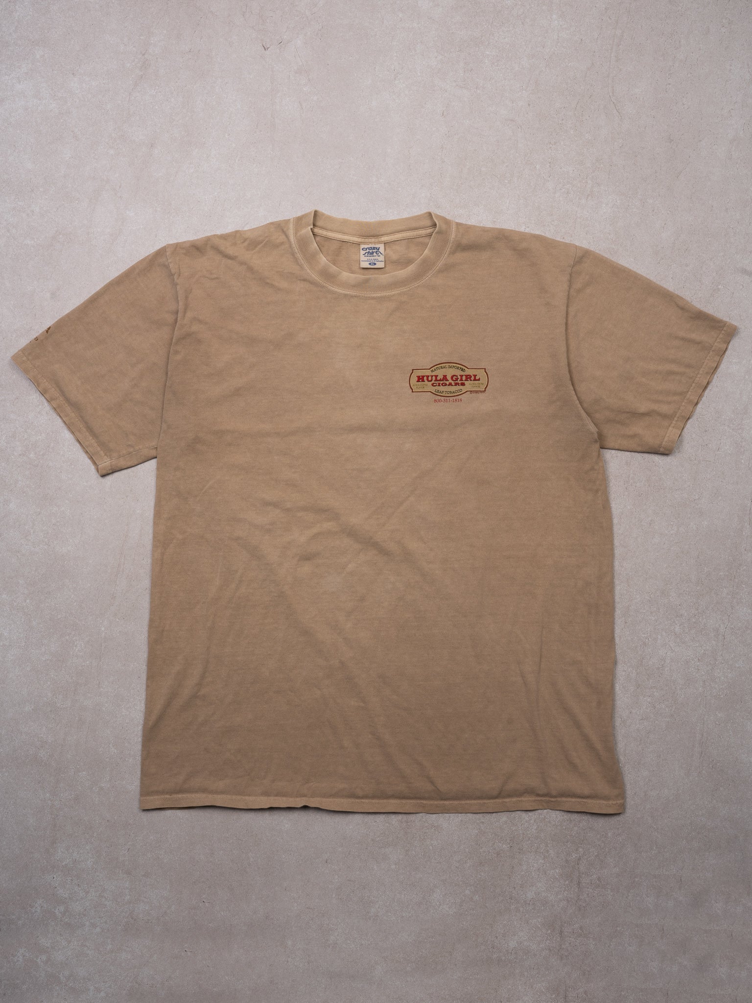 Vintage Beige Natural Hula Girl Cigars Tee (L)