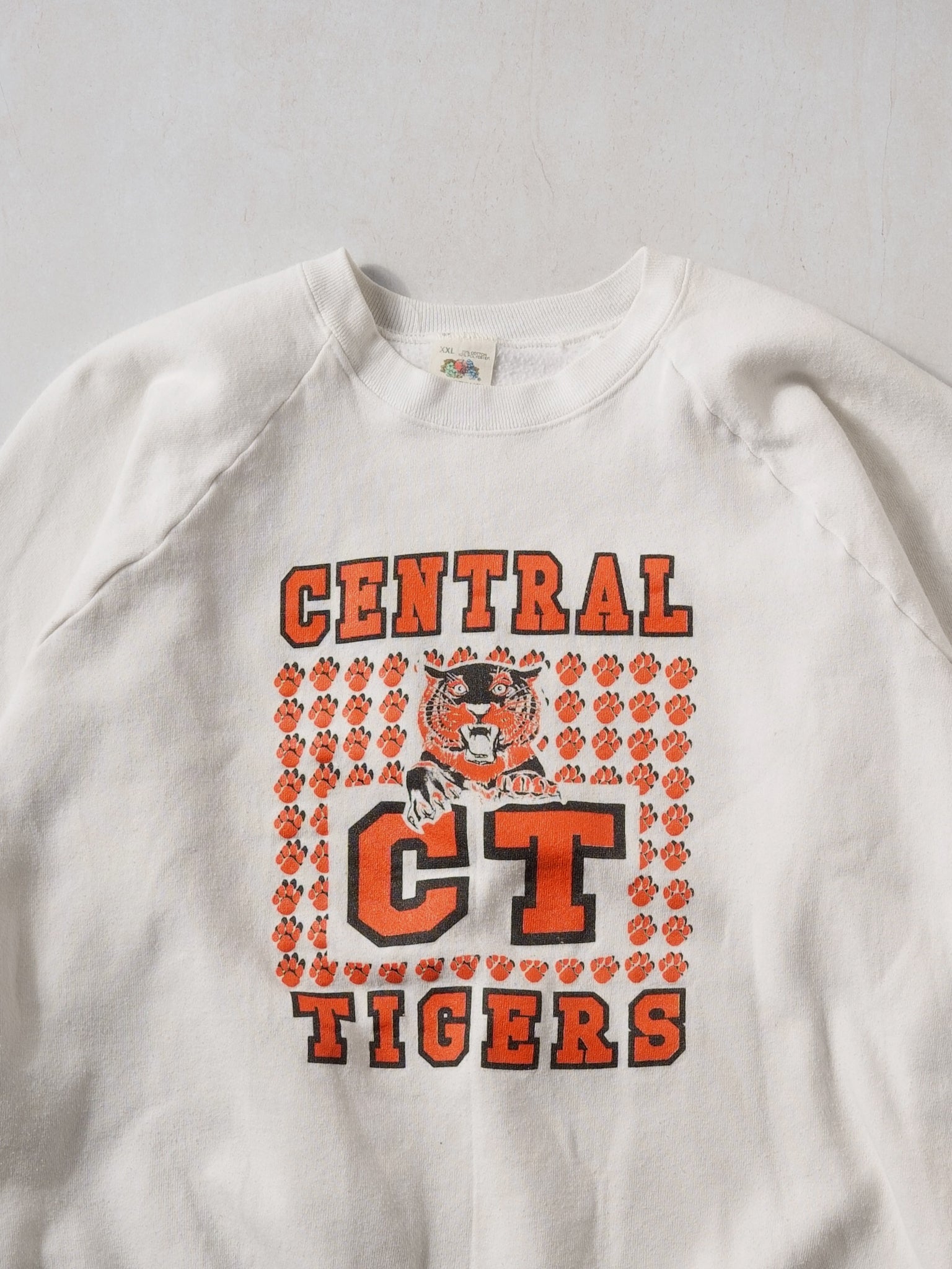Vintage 90s White Central CT Tigers Crewneck (L)