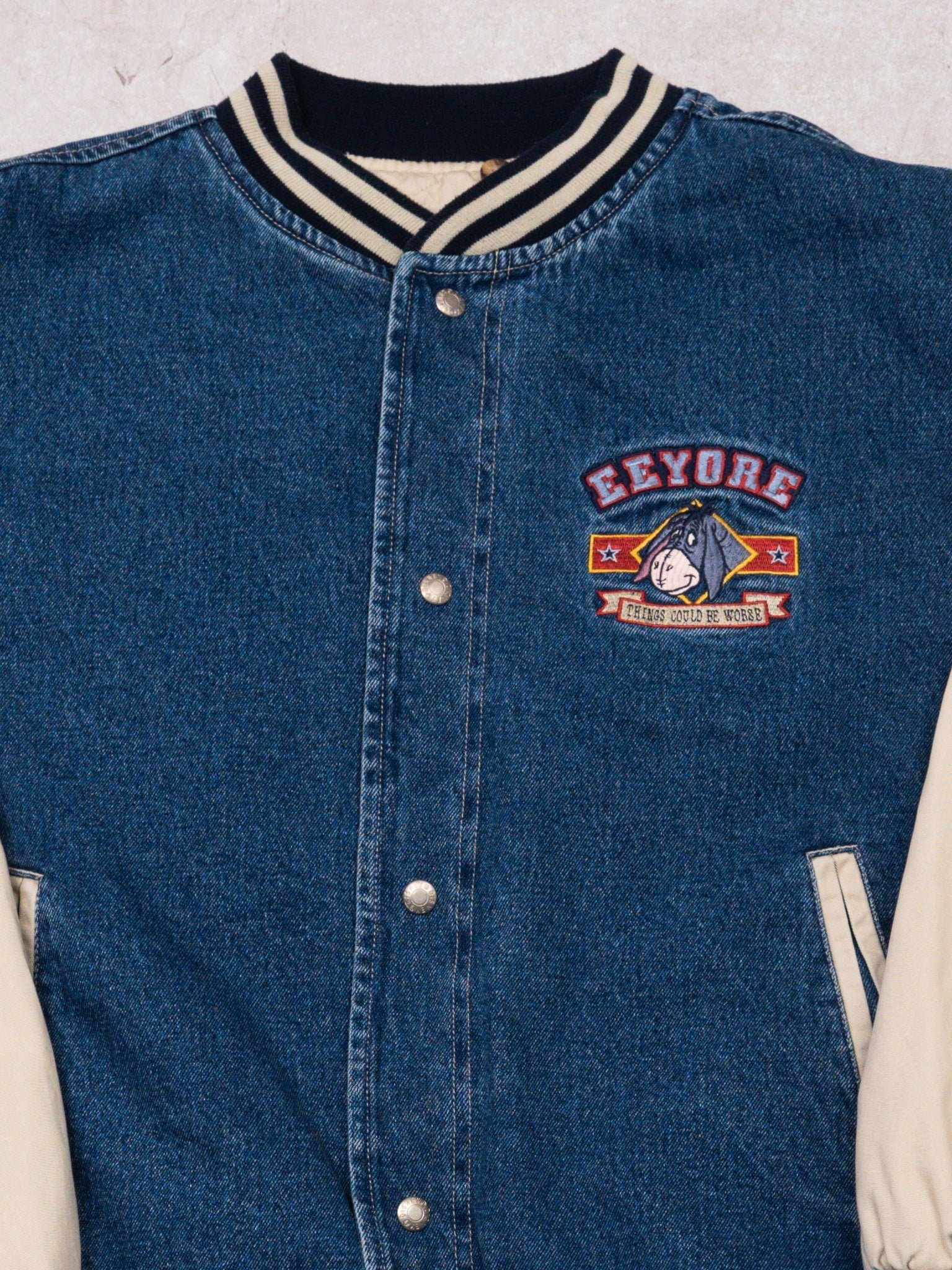 Vintage Disney Eeyore 'things could be worse' Varsity Jacket (L)