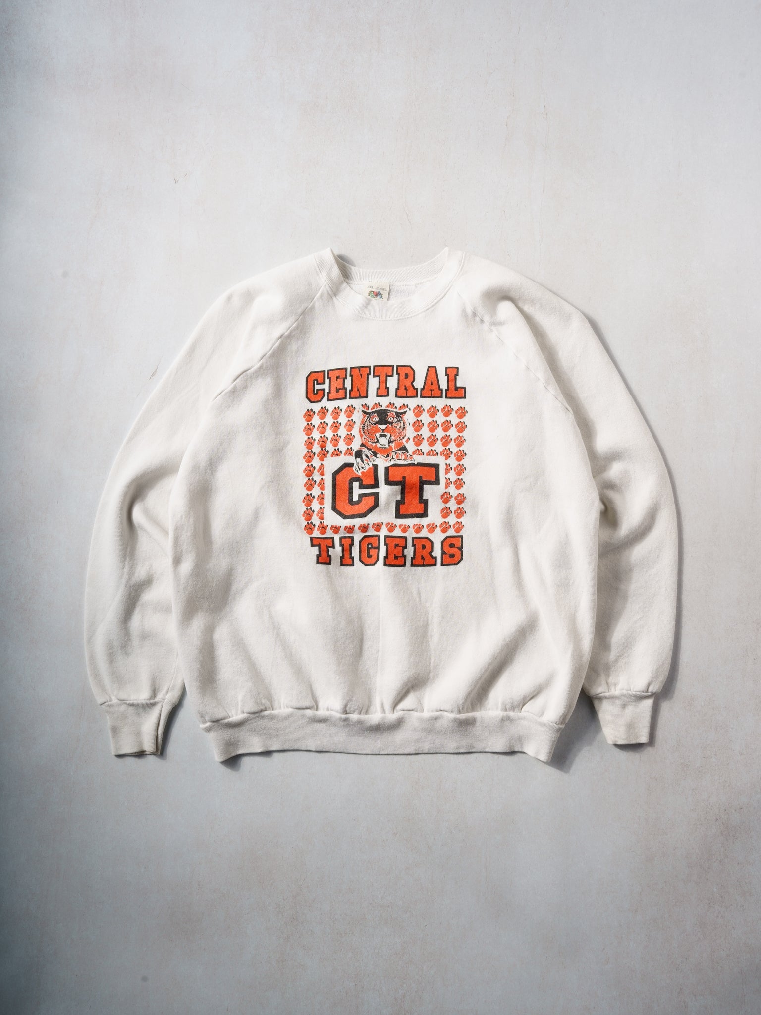 Vintage 90s White Central CT Tigers Crewneck (L)