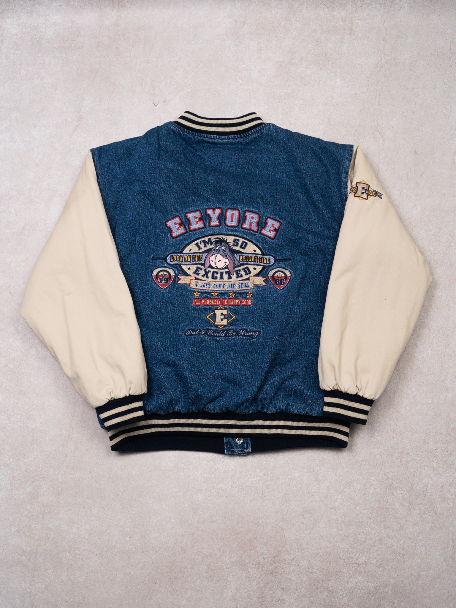 Vintage Disney Eeyore 'things could be worse' Varsity Jacket (L)