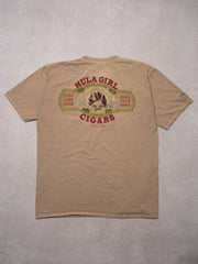 Vintage Beige Natural Hula Girl Cigars Tee (L)