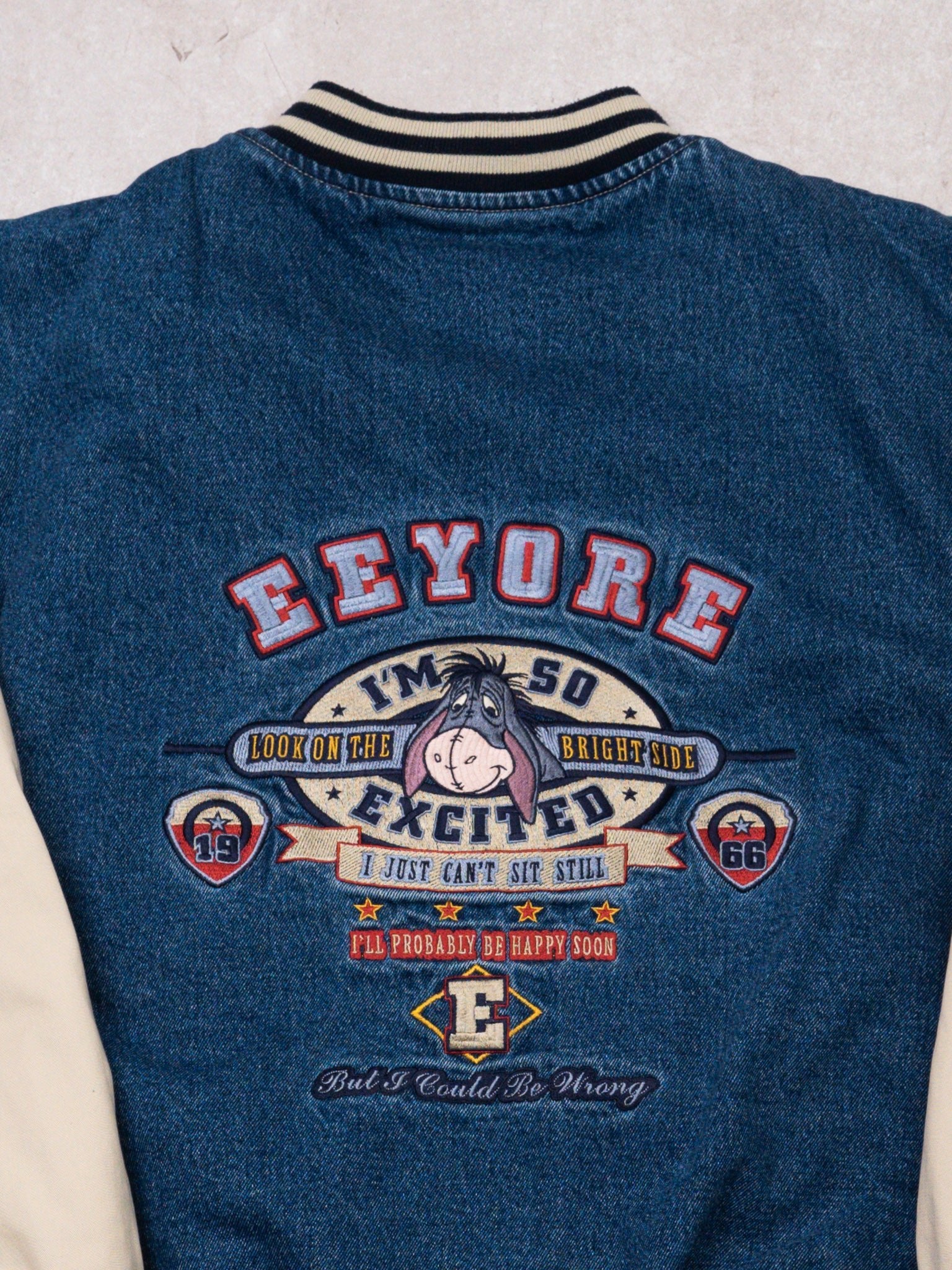 Vintage Disney Eeyore 'things could be worse' Varsity Jacket (L)