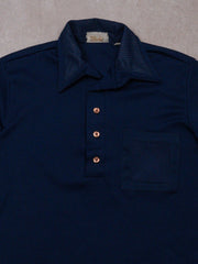 Vintage 70s Navy Davila Sports Button Up Tee (S)