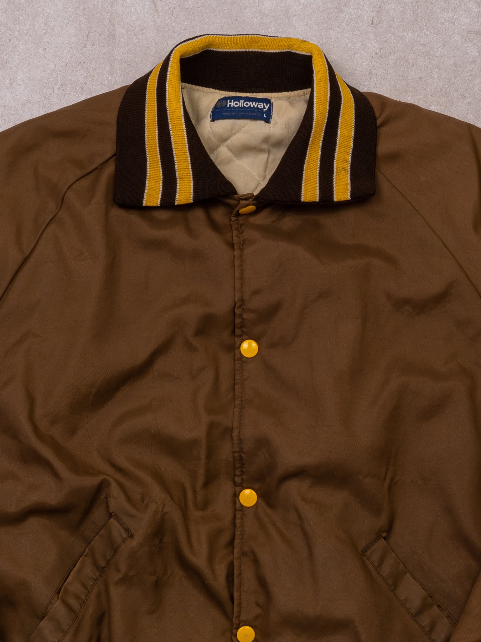 Vintage Brown + Yellow Herb Langton Satin Bomber (M/L)