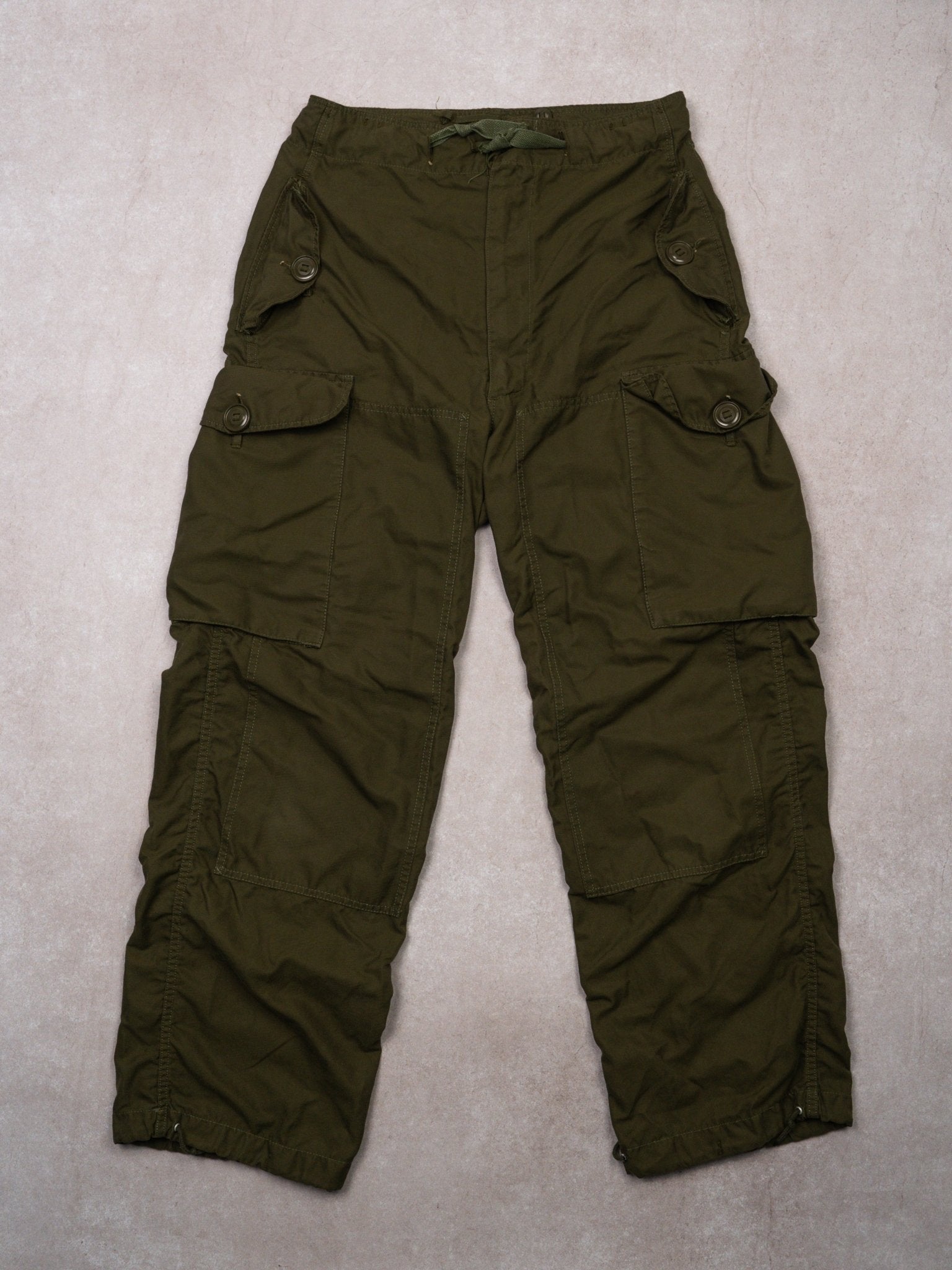 Vintage Green Army Parashute Cargo Pants (32-34 x 30)