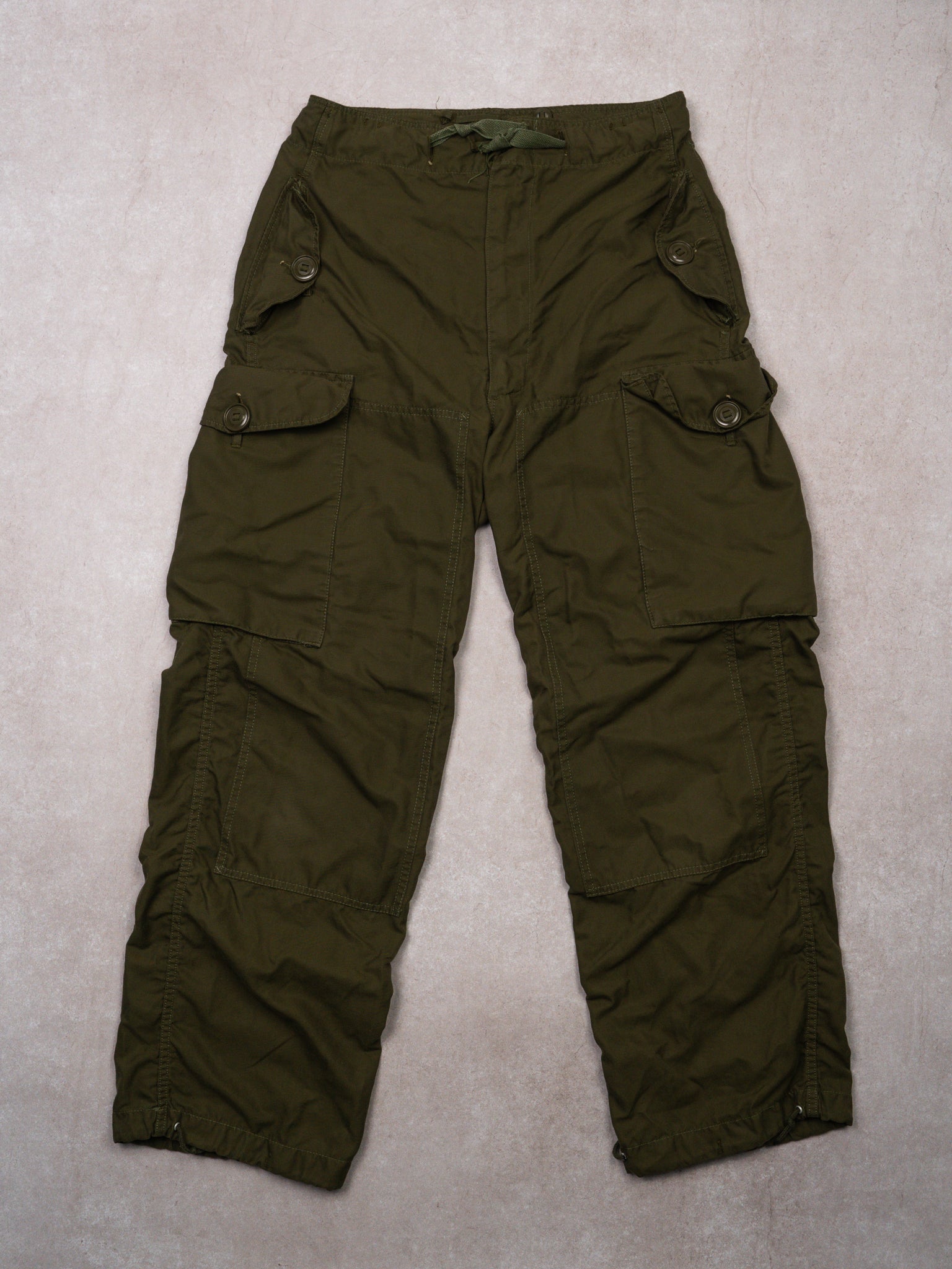 Vintage Green Army Parashute Cargo Pants (32-34 x 30)