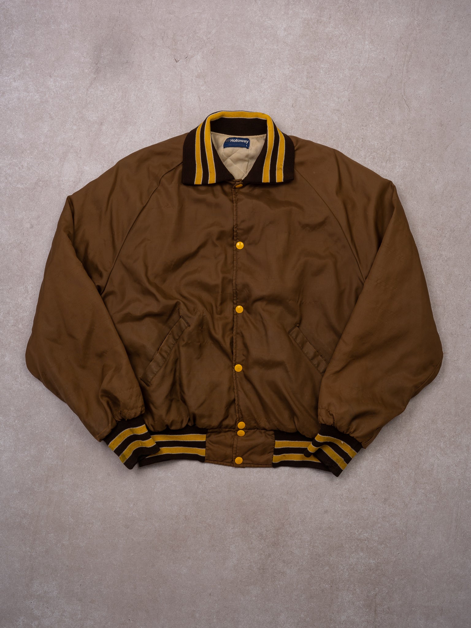 Vintage Brown + Yellow Herb Langton Satin Bomber (M/L)