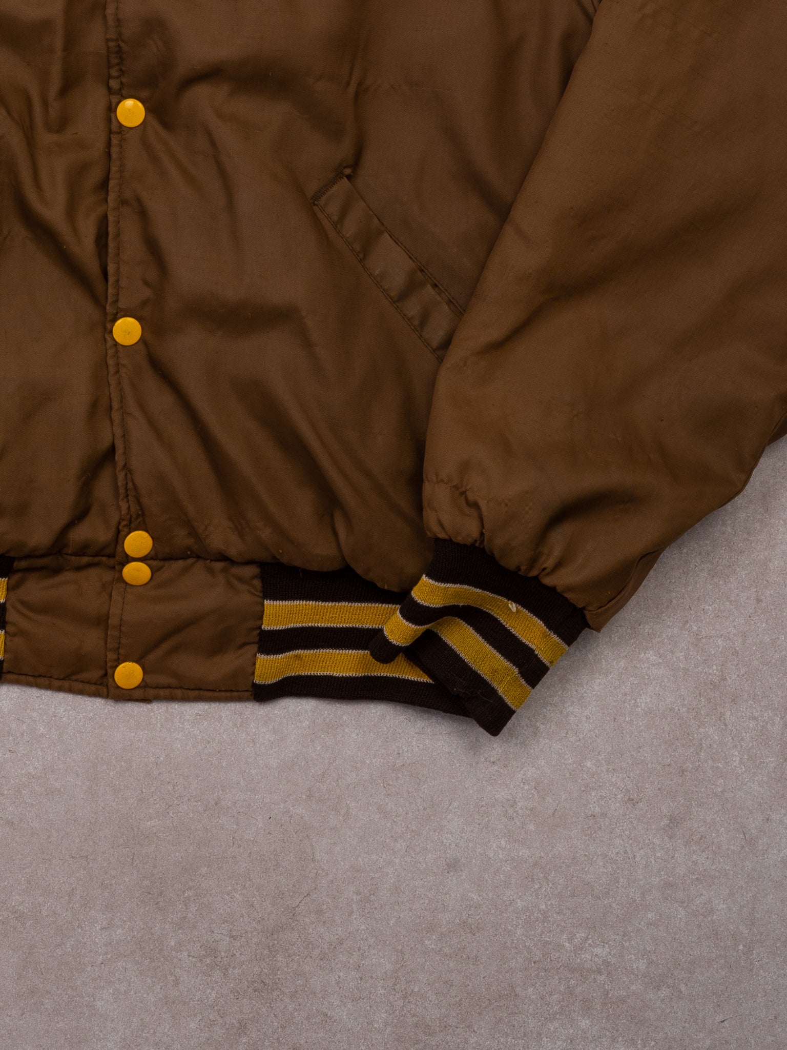 Vintage Brown + Yellow Herb Langton Satin Bomber (M/L)