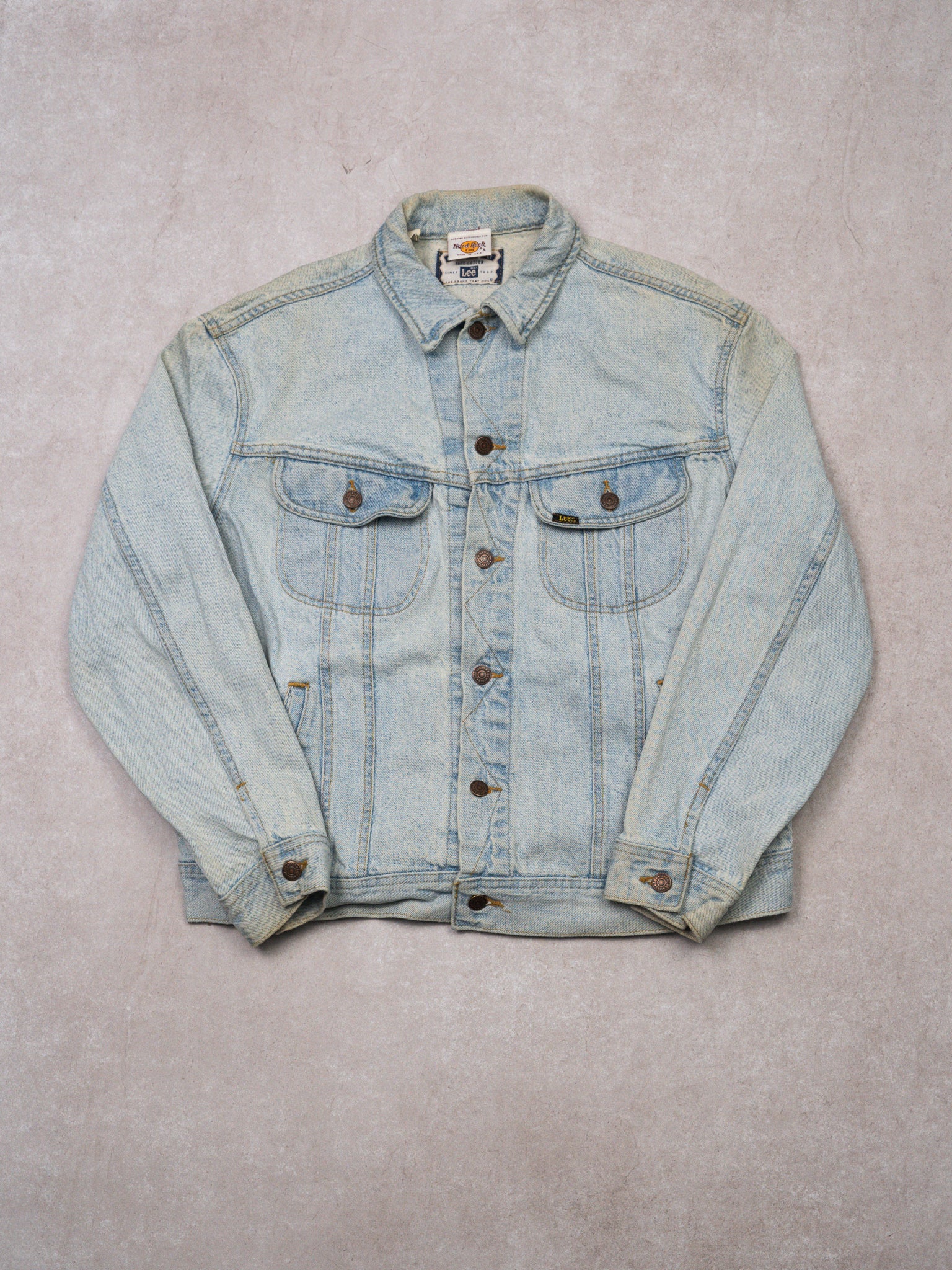 Vintage 90s Light Blue Hard Rock Las Vegas x Lee Jean Jacket (L)