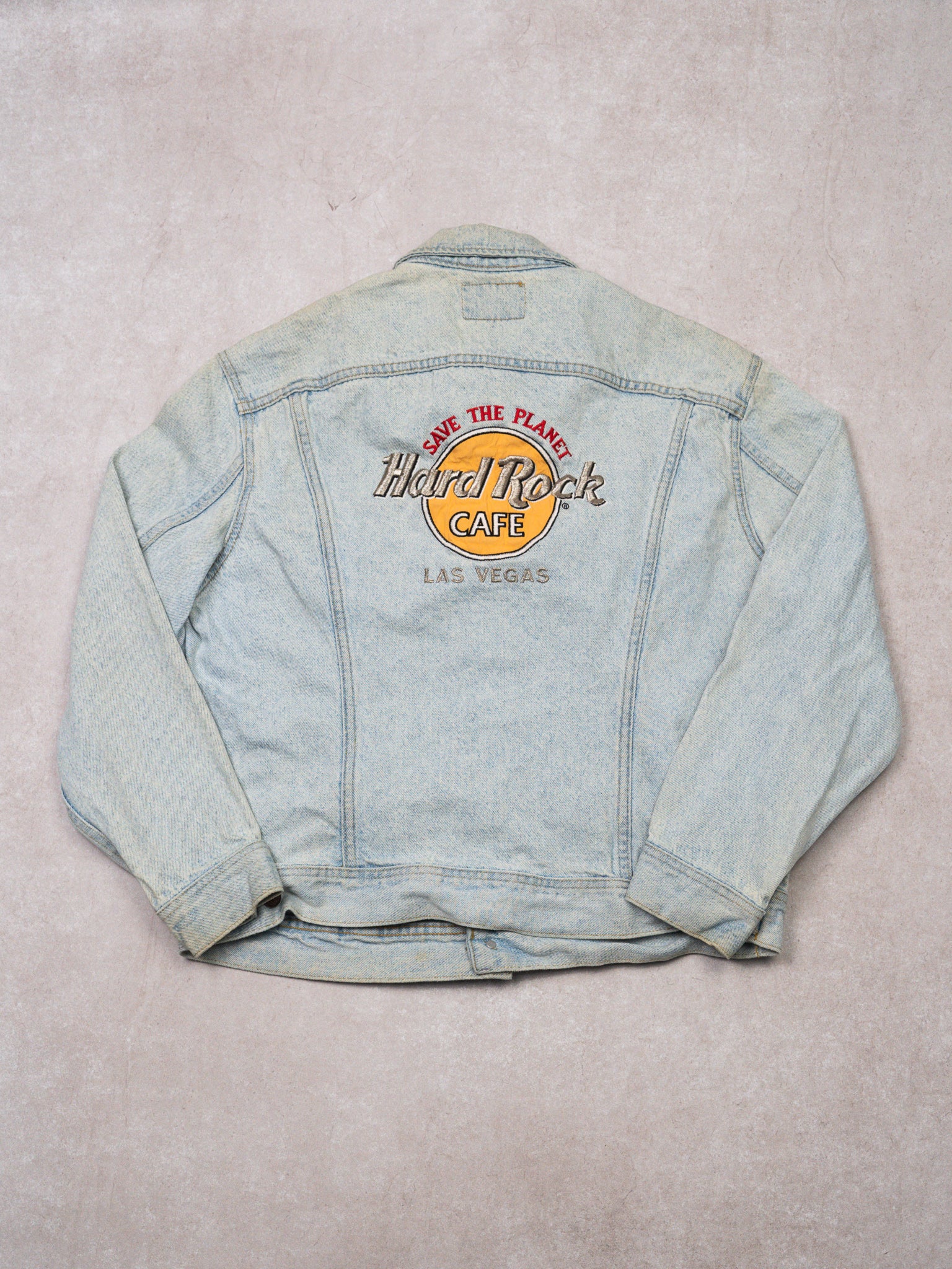 Vintage 90s Light Blue Hard Rock Las Vegas x Lee Jean Jacket (L)