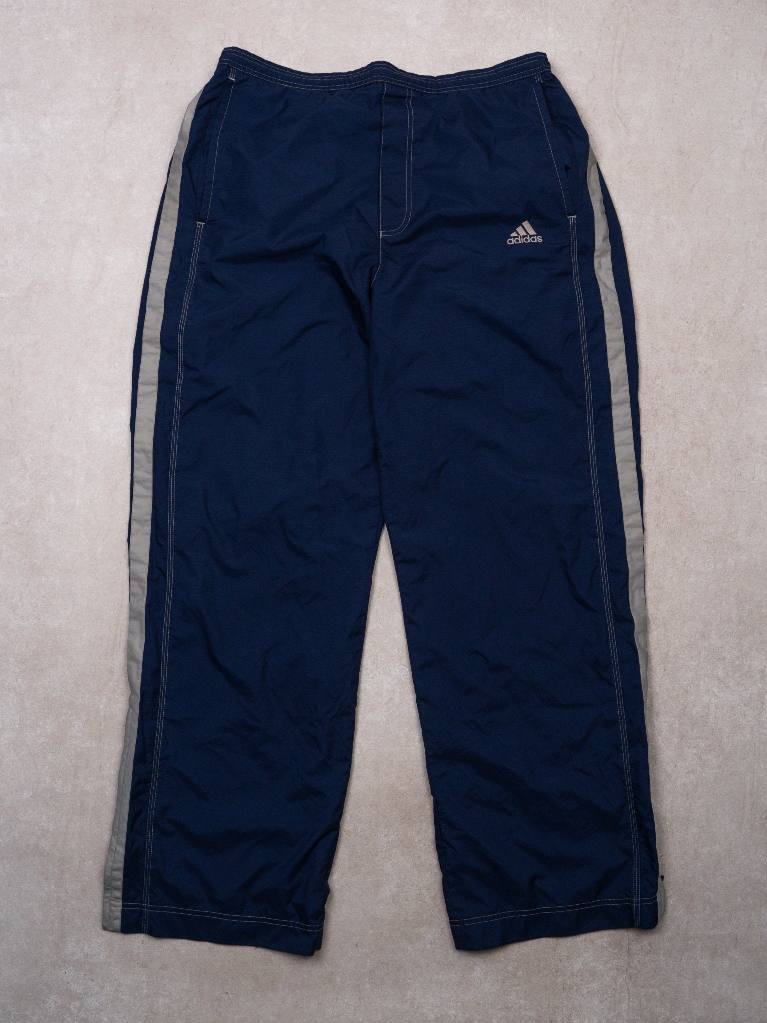 Vintage Y2K Blue + Grey Adidas Windbreaker Pants (38 x 32)
