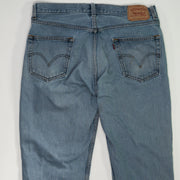 Vintage Blue 505 Regular Fit Levi Jeans w/ Rip (36 x 32)