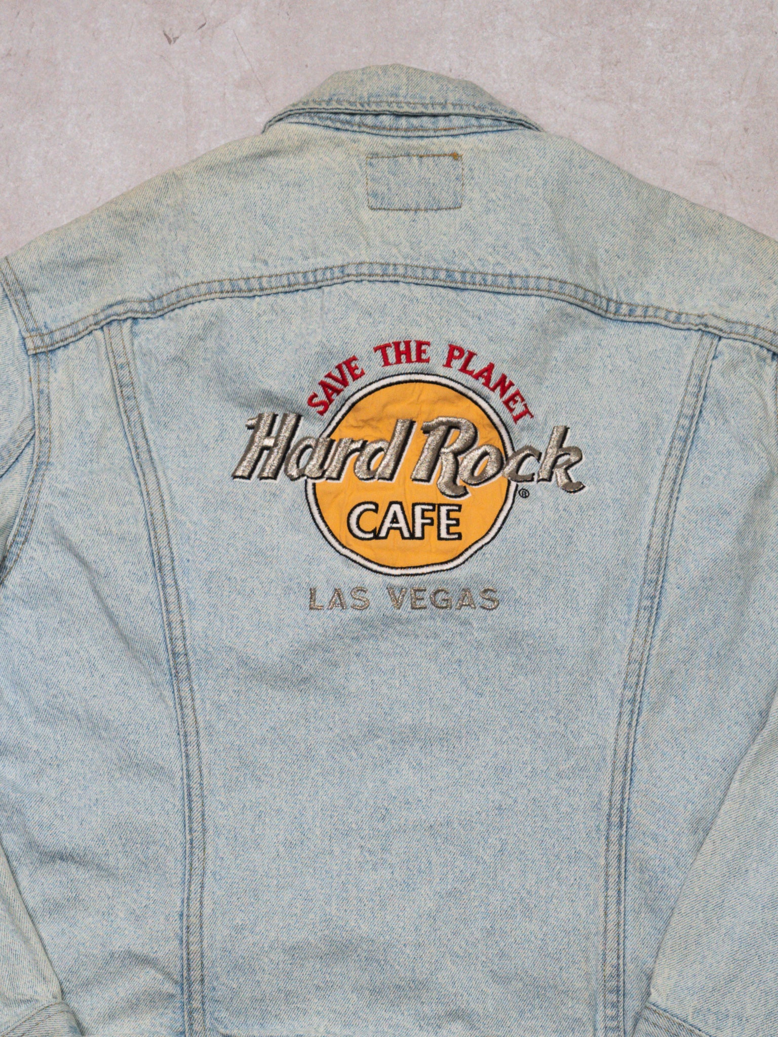 Vintage 90s Light Blue Hard Rock Las Vegas x Lee Jean Jacket (L)