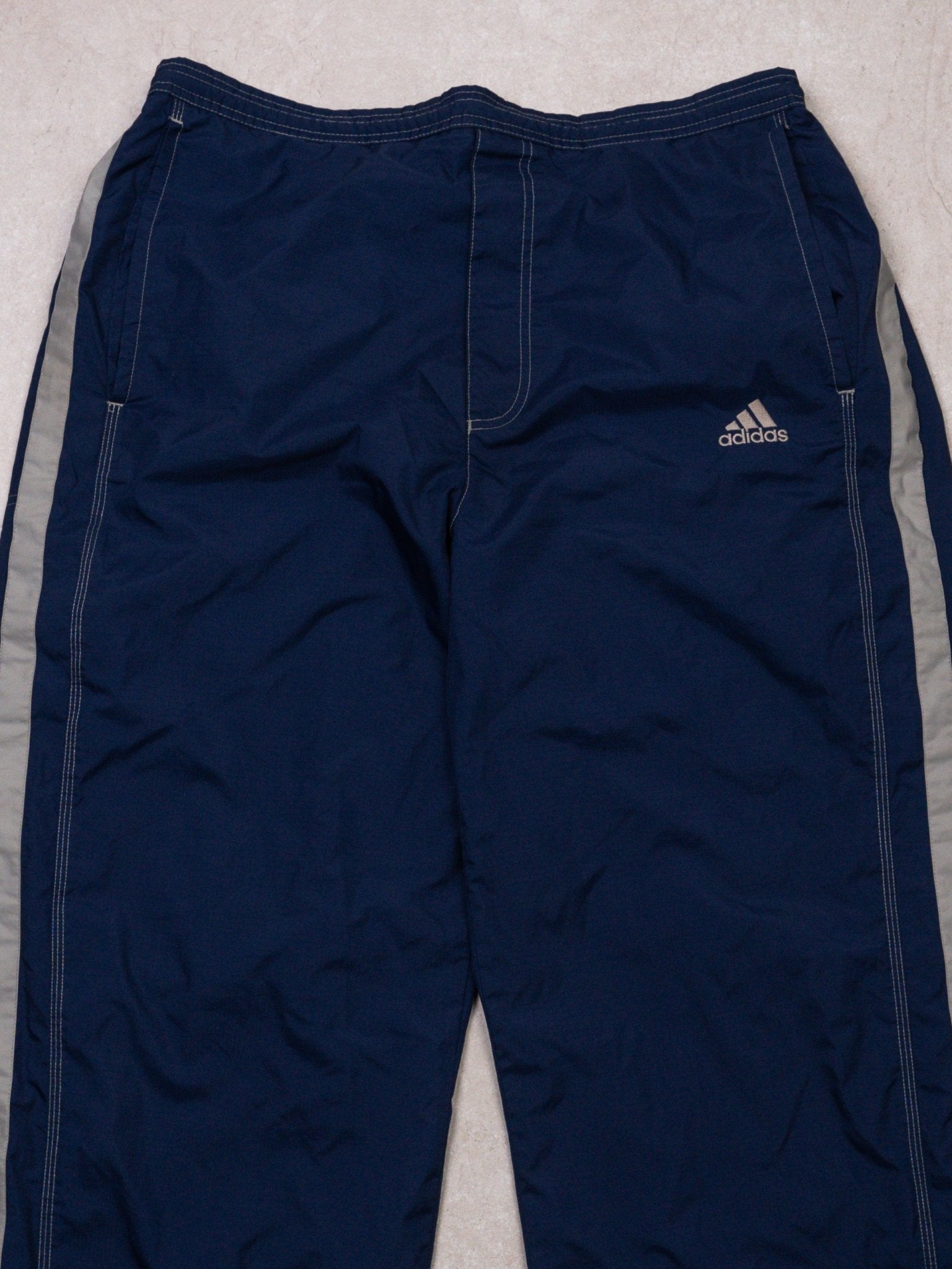 Vintage Y2K Blue + Grey Adidas Windbreaker Pants (38 x 32)