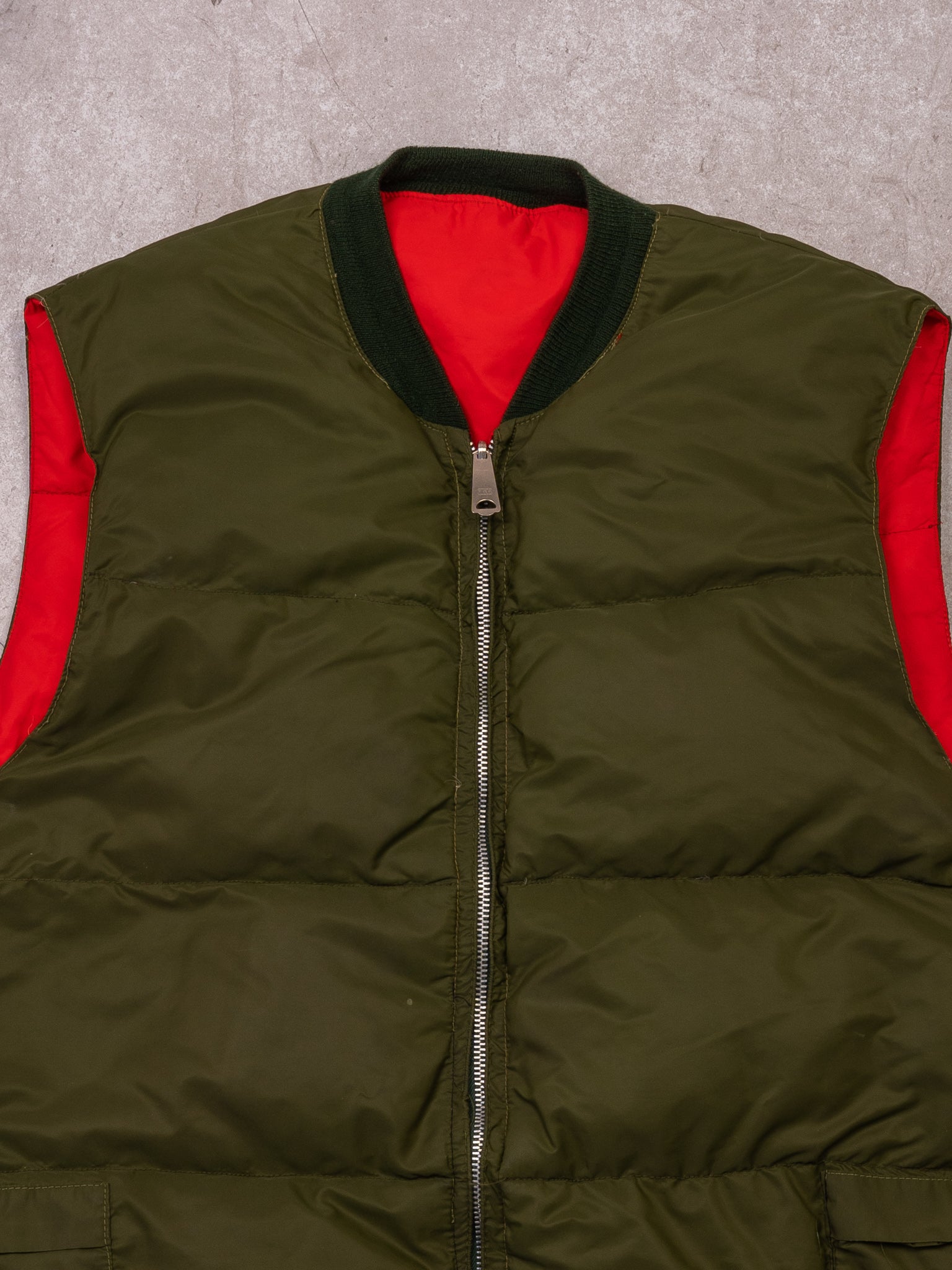 Vintage 80s Reversible Green + Red Puffer Vest (M/L)