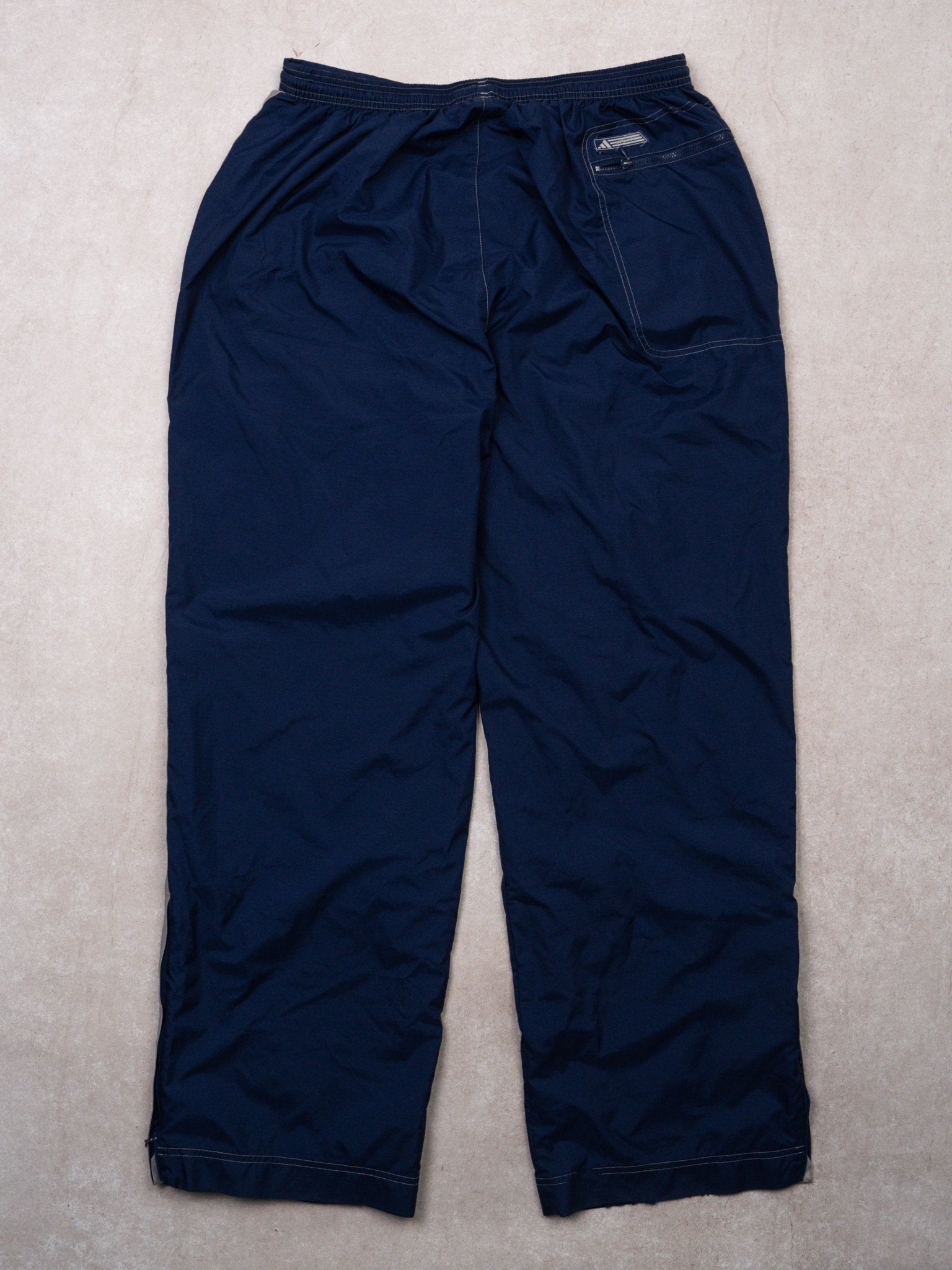 Vintage Y2K Blue + Grey Adidas Windbreaker Pants (38 x 32)