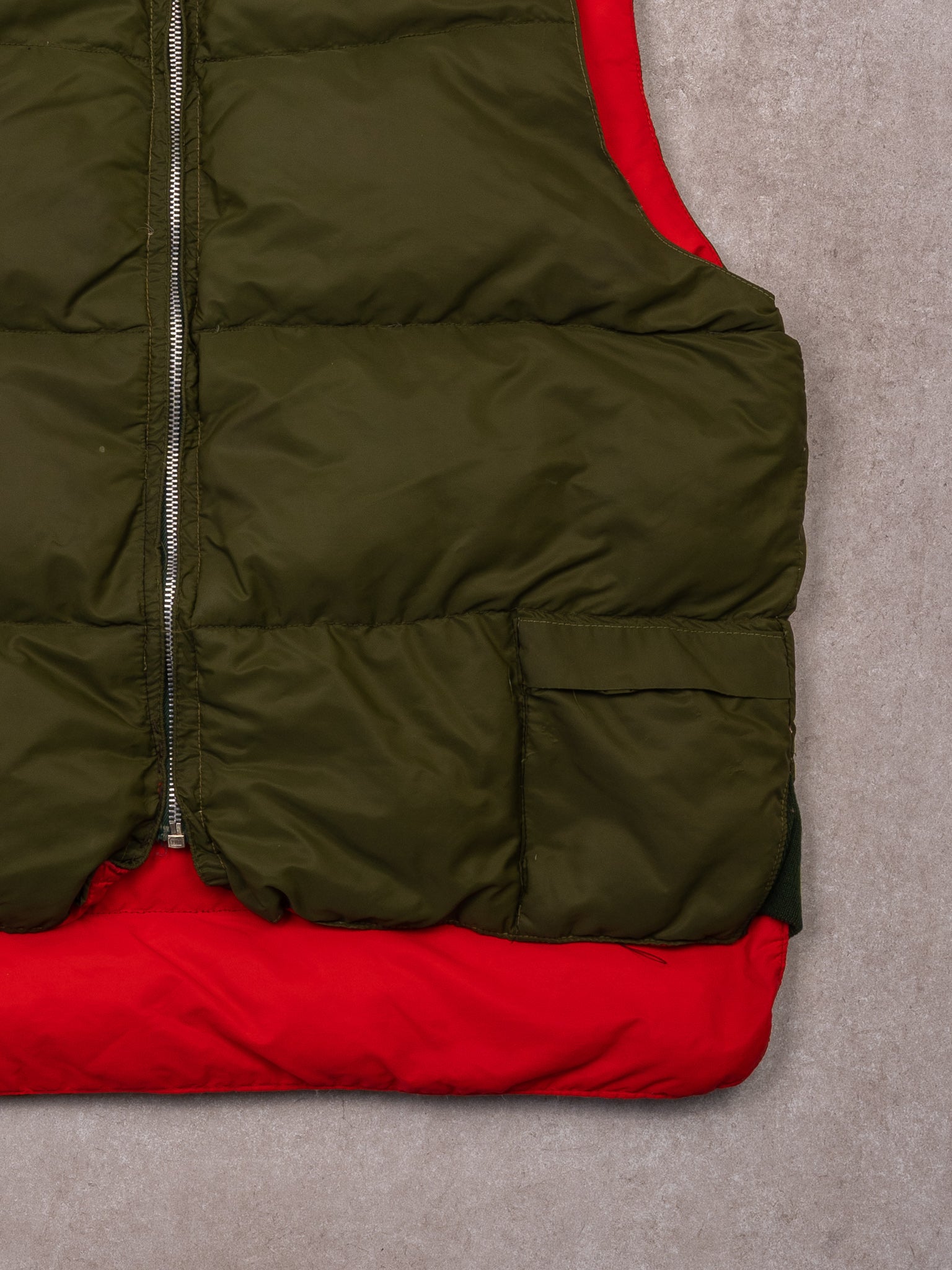 Vintage 80s Reversible Green + Red Puffer Vest (M/L)