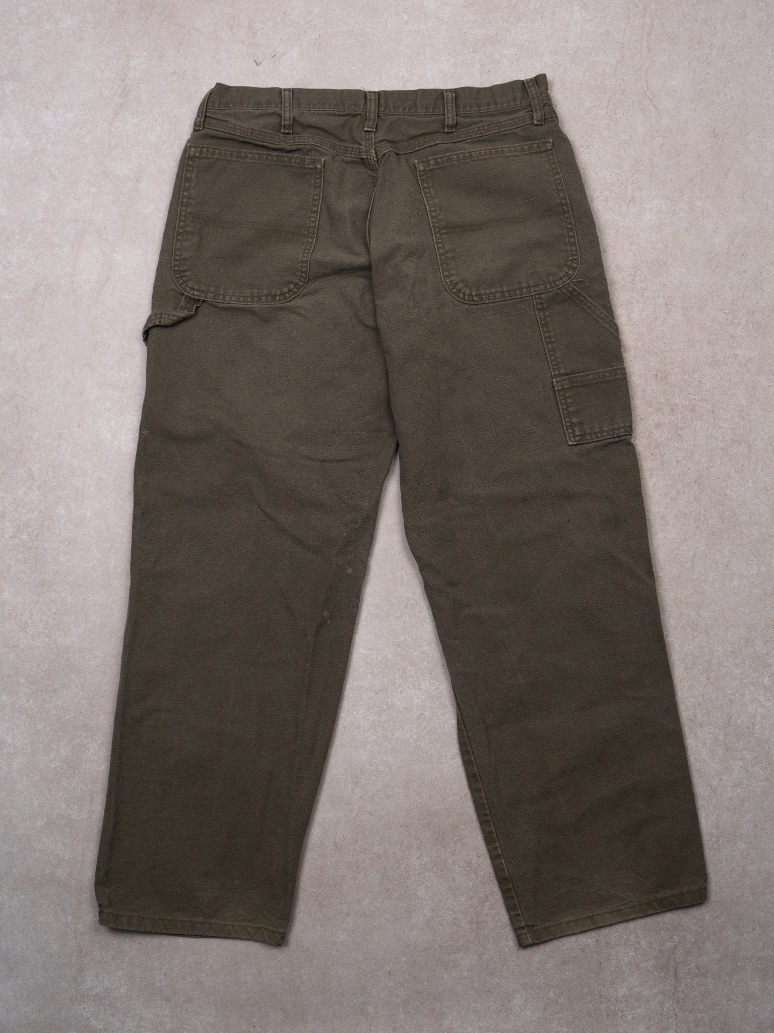 Vintage Washed Olive Rustler Denim Cargo Pants (32 x 30)