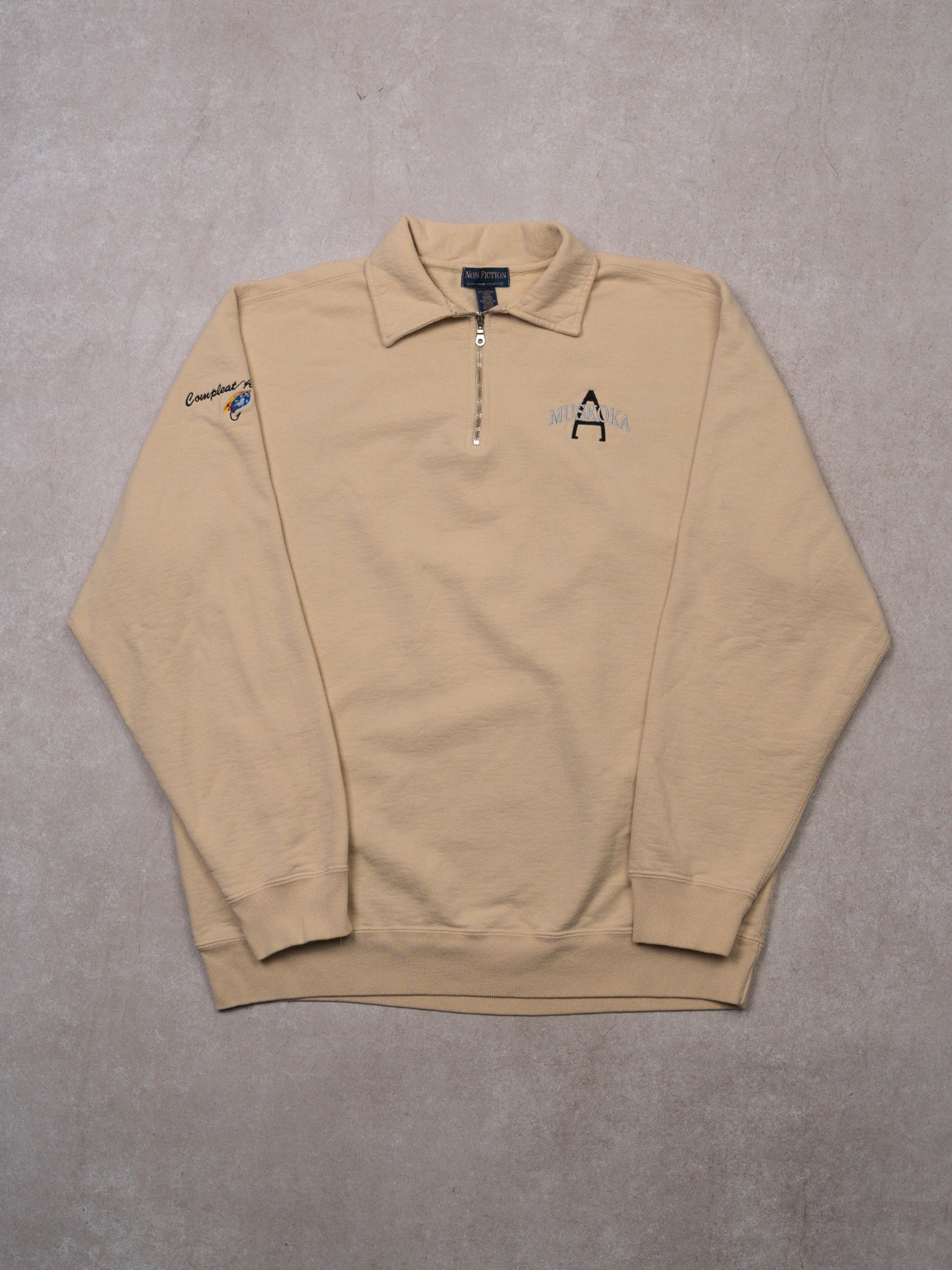 Vintage Beige Non-Fiction Muskoka 1/4 Zip Sweater (XL)