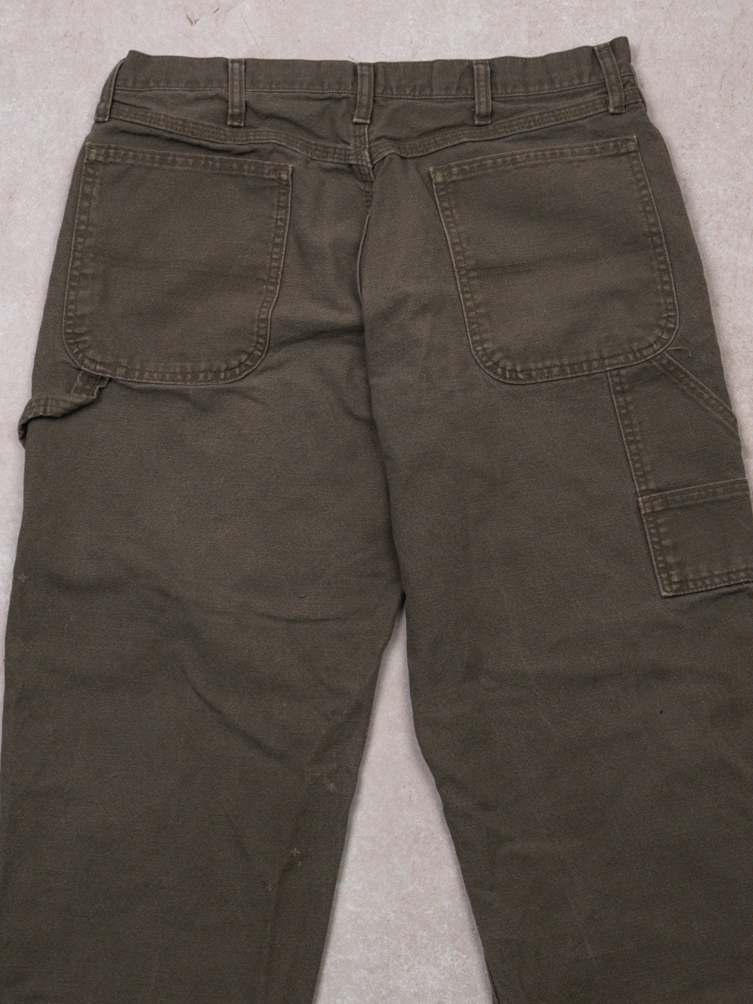 Vintage Washed Olive Rustler Denim Cargo Pants (32 x 30)