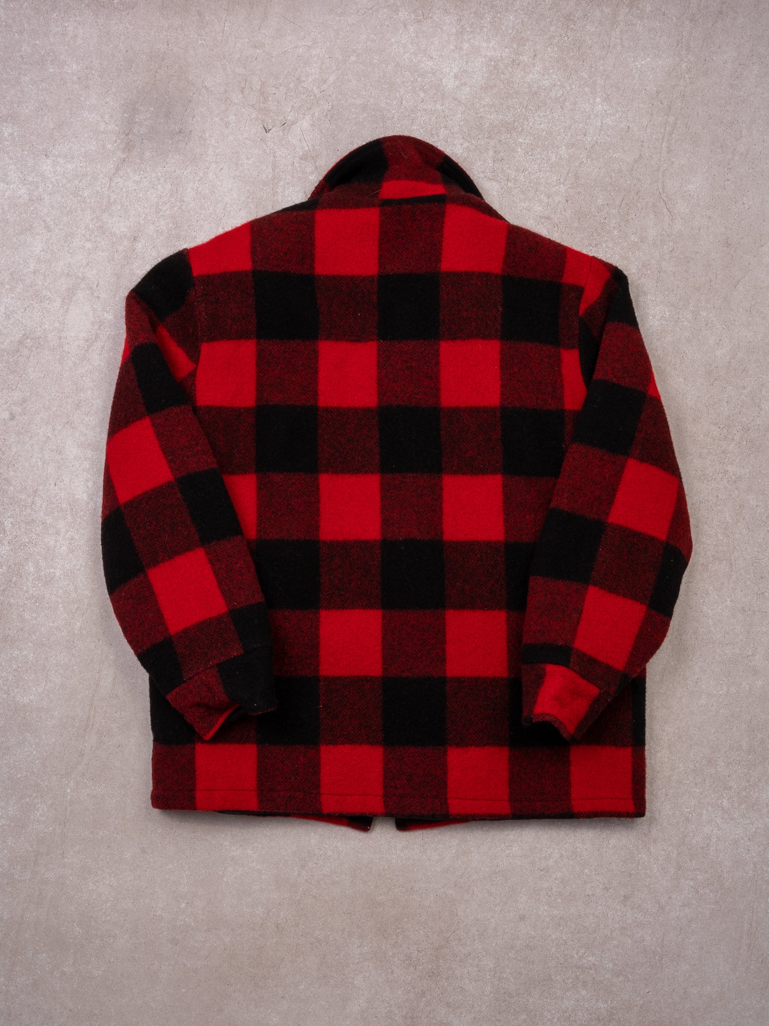 Vintage 90s Black + Red Checkered Woolrich Wool Jacket (M)