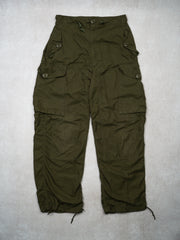 Vintage '89 Adjustable Green Army Windproof Parachute Pants (26-33 x 31)