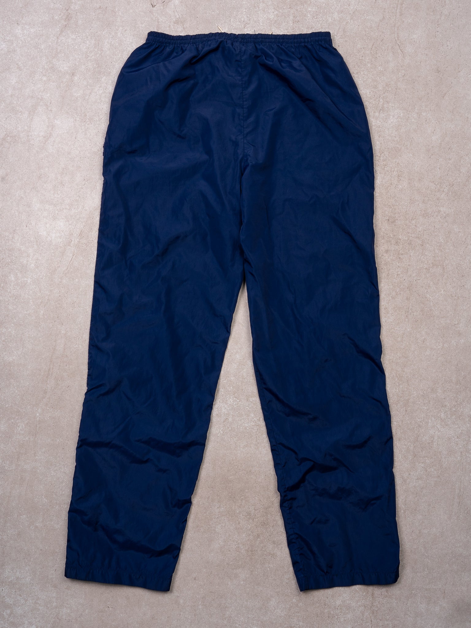 Vintage 90s Dark Blue + White Nike Windbreaker Pants (M)