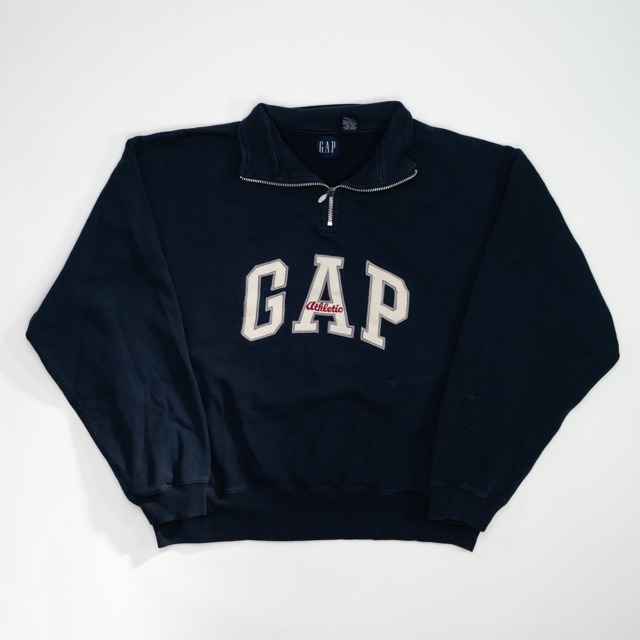 Vintage Blue Gap Athletics Spell Out Qaurter Zip (XL)