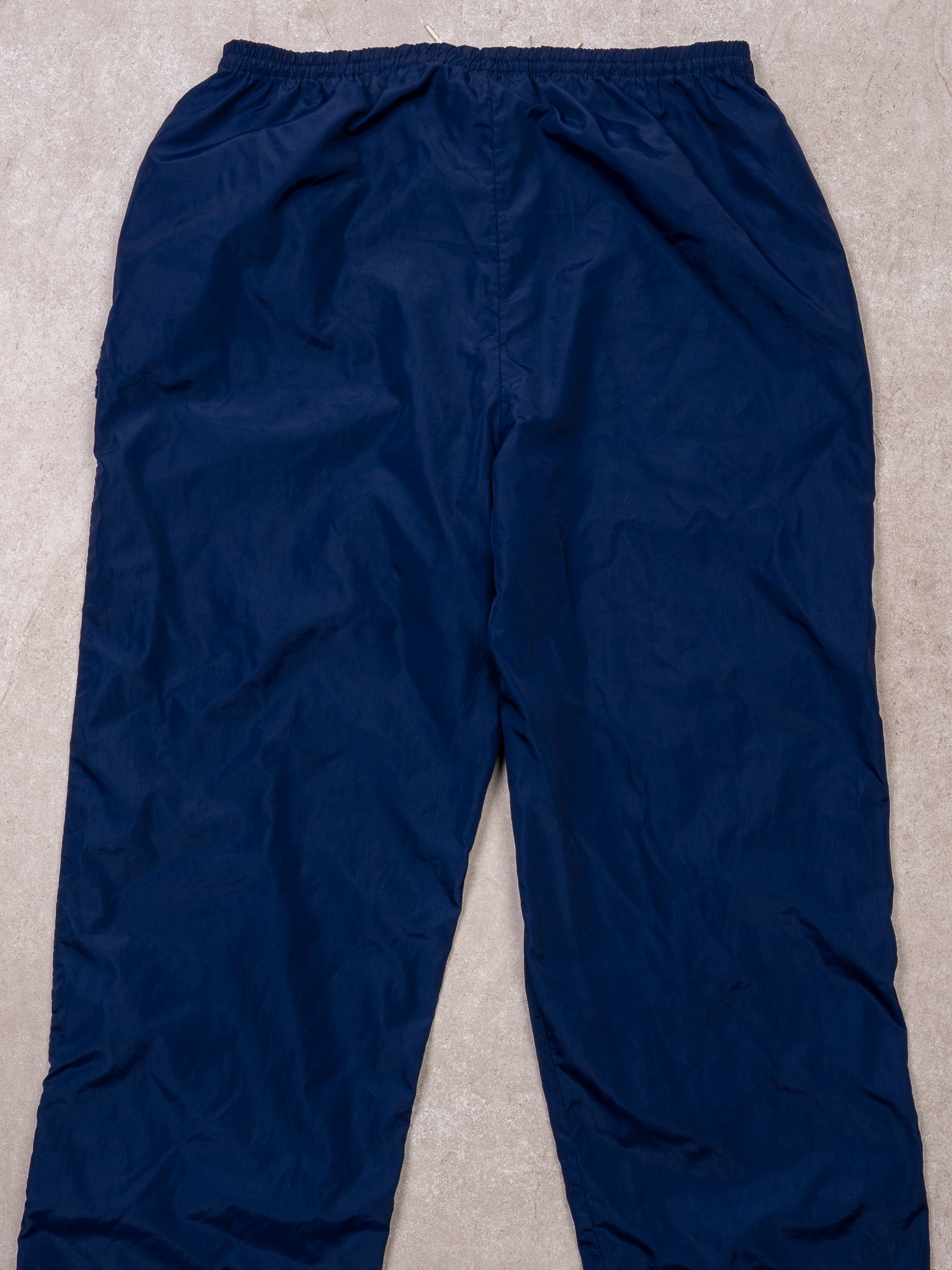 Vintage 90s Dark Blue + White Nike Windbreaker Pants (M)