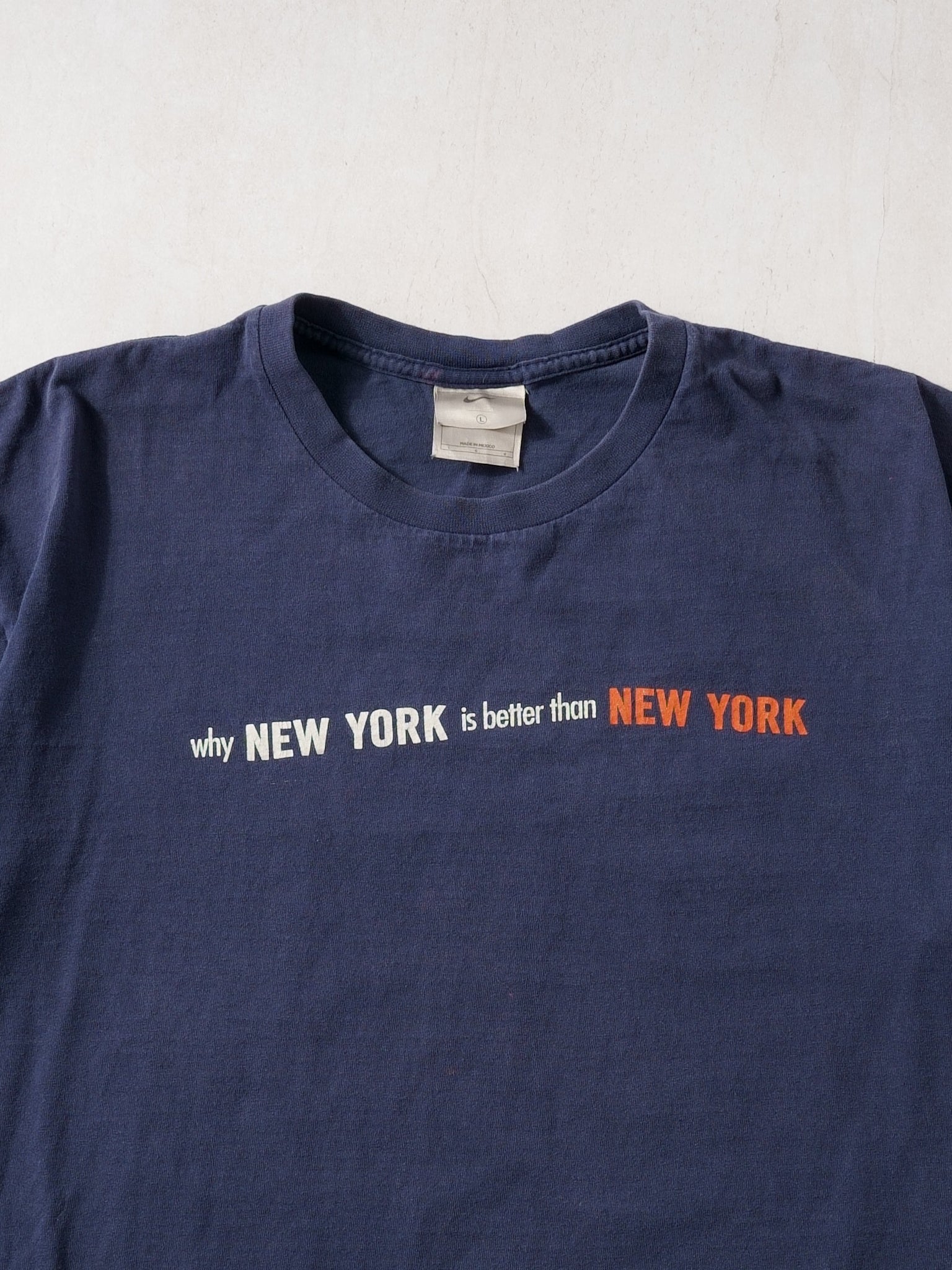 Vintage 90s Navy Blue "Why New York Is Better Then New York" Nike Tee (M)