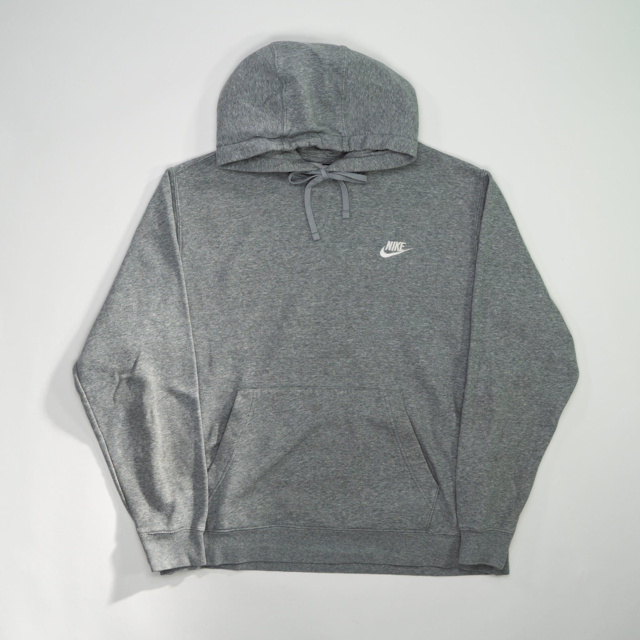 Vintage Y2K Grey Nike Spell Out Small Check Essentials Hoodie (L)