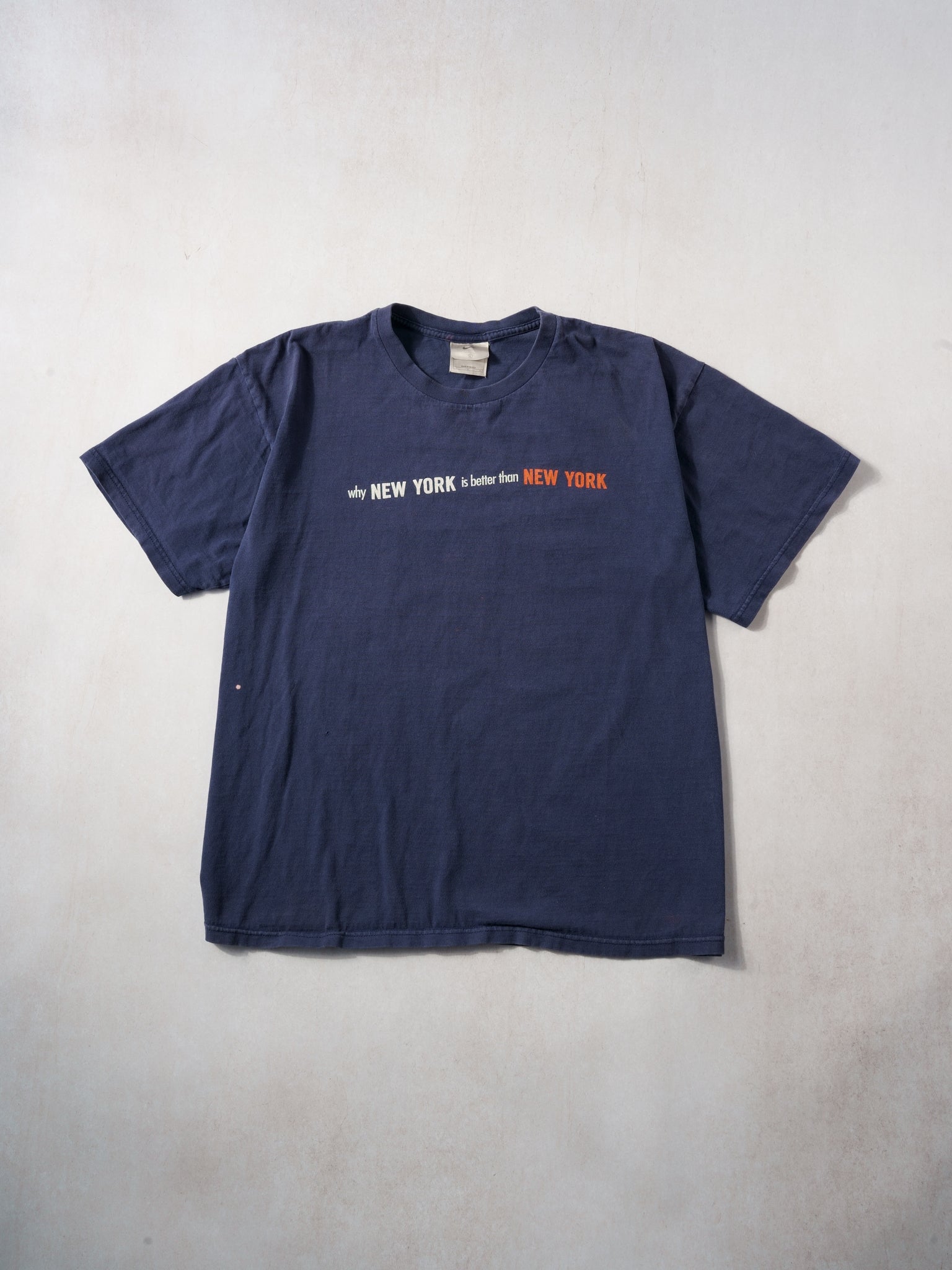 Vintage 90s Navy Blue "Why New York Is Better Then New York" Nike Tee (M)