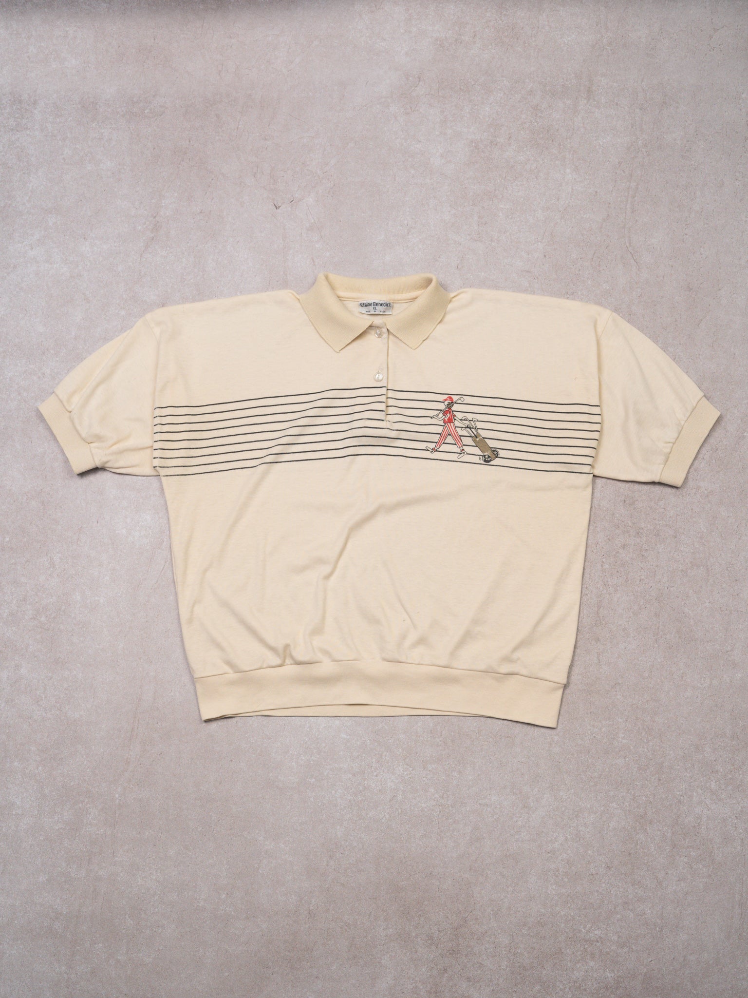 Vintage 80s Beige Golf Polo Shirt (M)