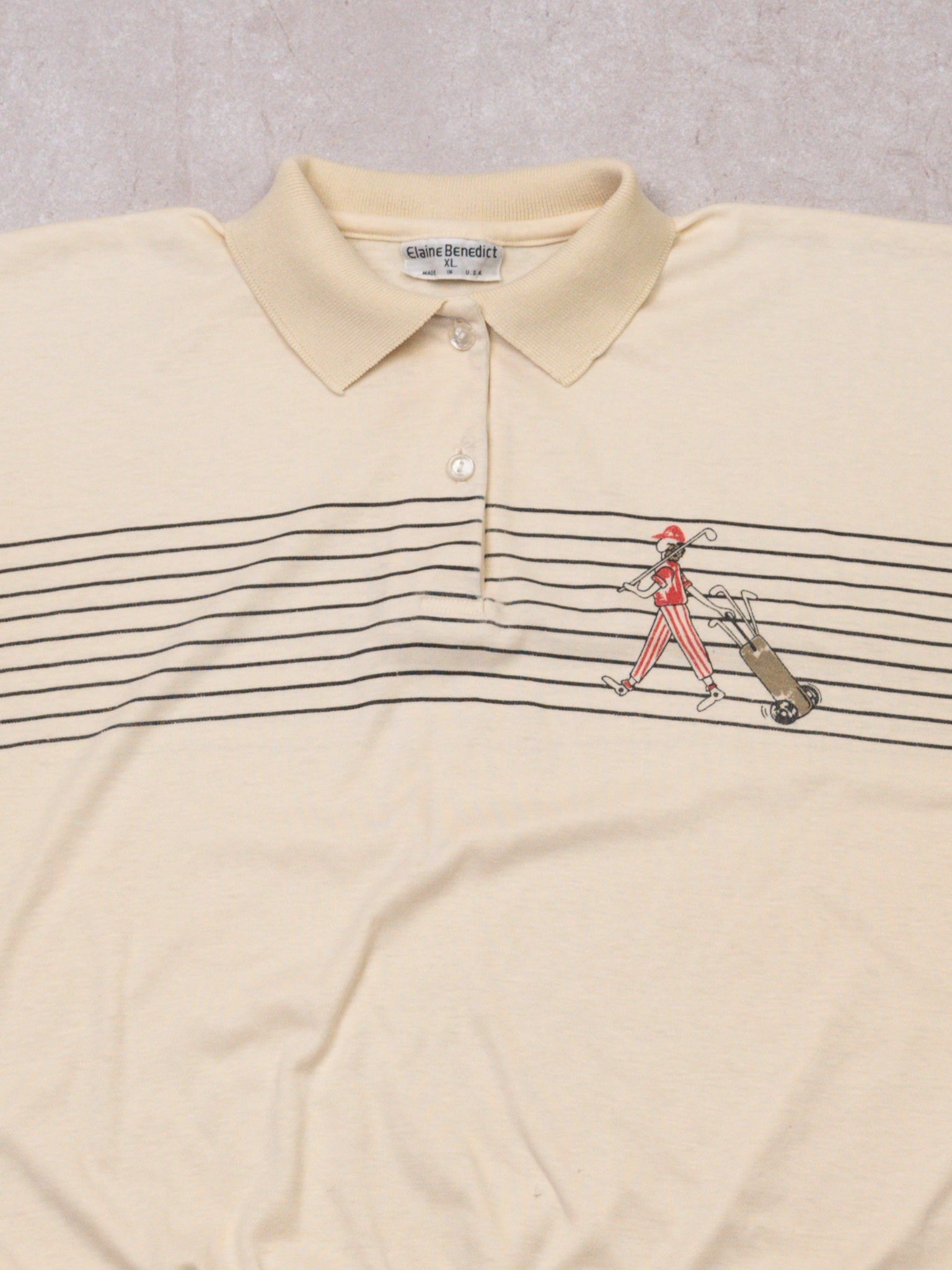 Vintage 80s Beige Golf Polo Shirt (M)