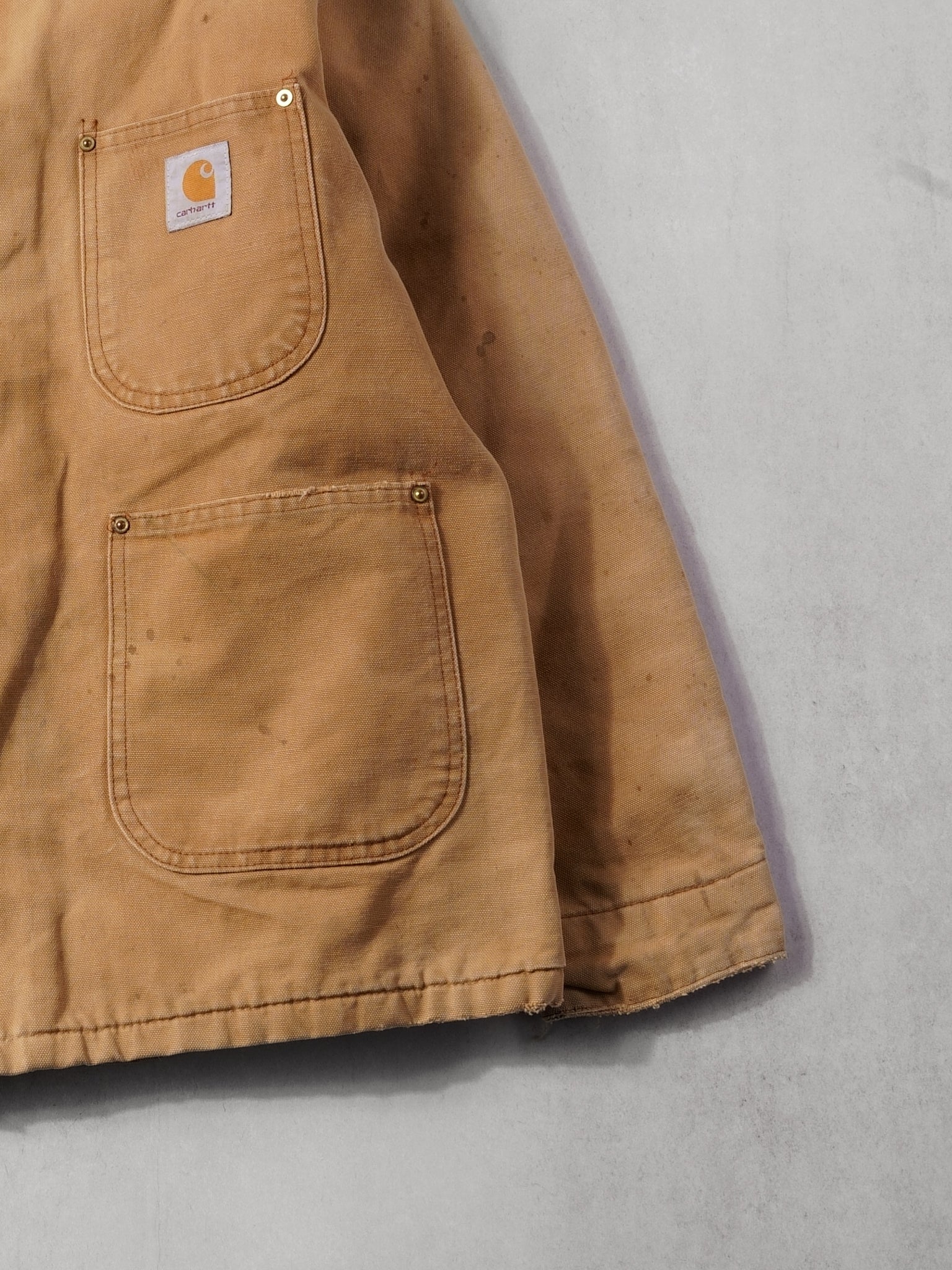 Vintage 90s Khaki Carhartt Collared Work Jacket (XL)