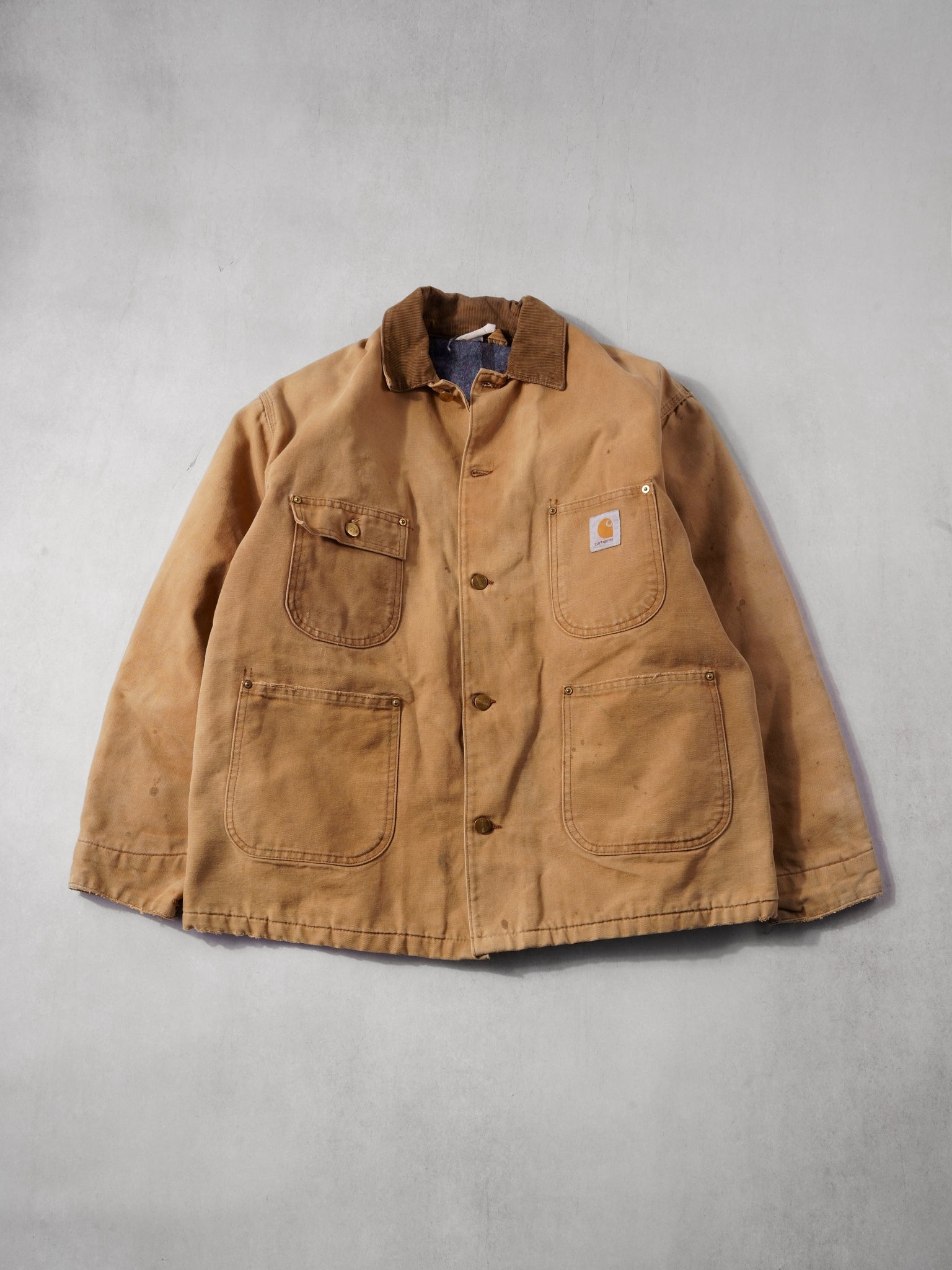 Vintage 90s Khaki Carhartt Collared Work Jacket (XL)