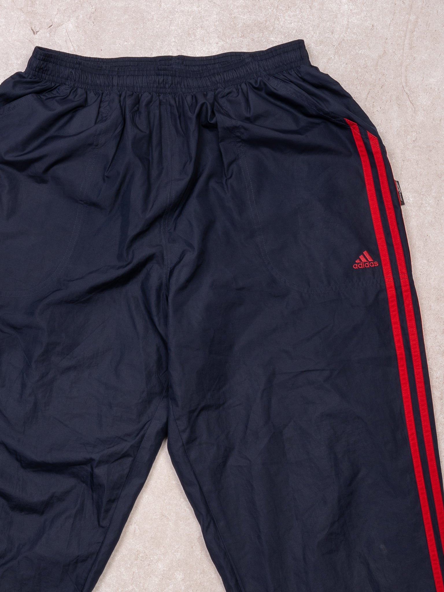 Vintage Navy + Red Striped Adidas Windbreaker Pants (M/L)
