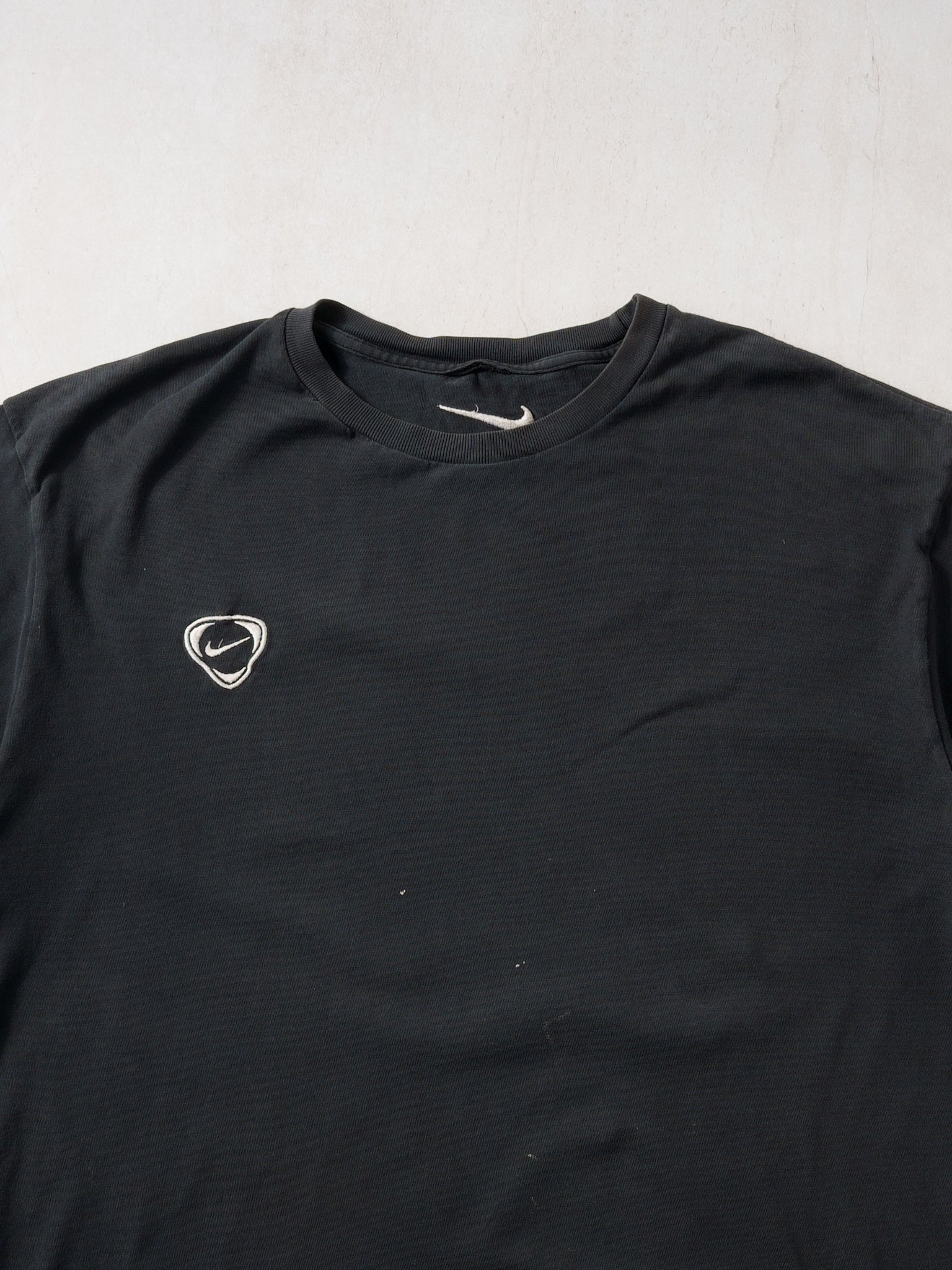 Vintage Y2K Washed Black Nike Emblem Tee (L)