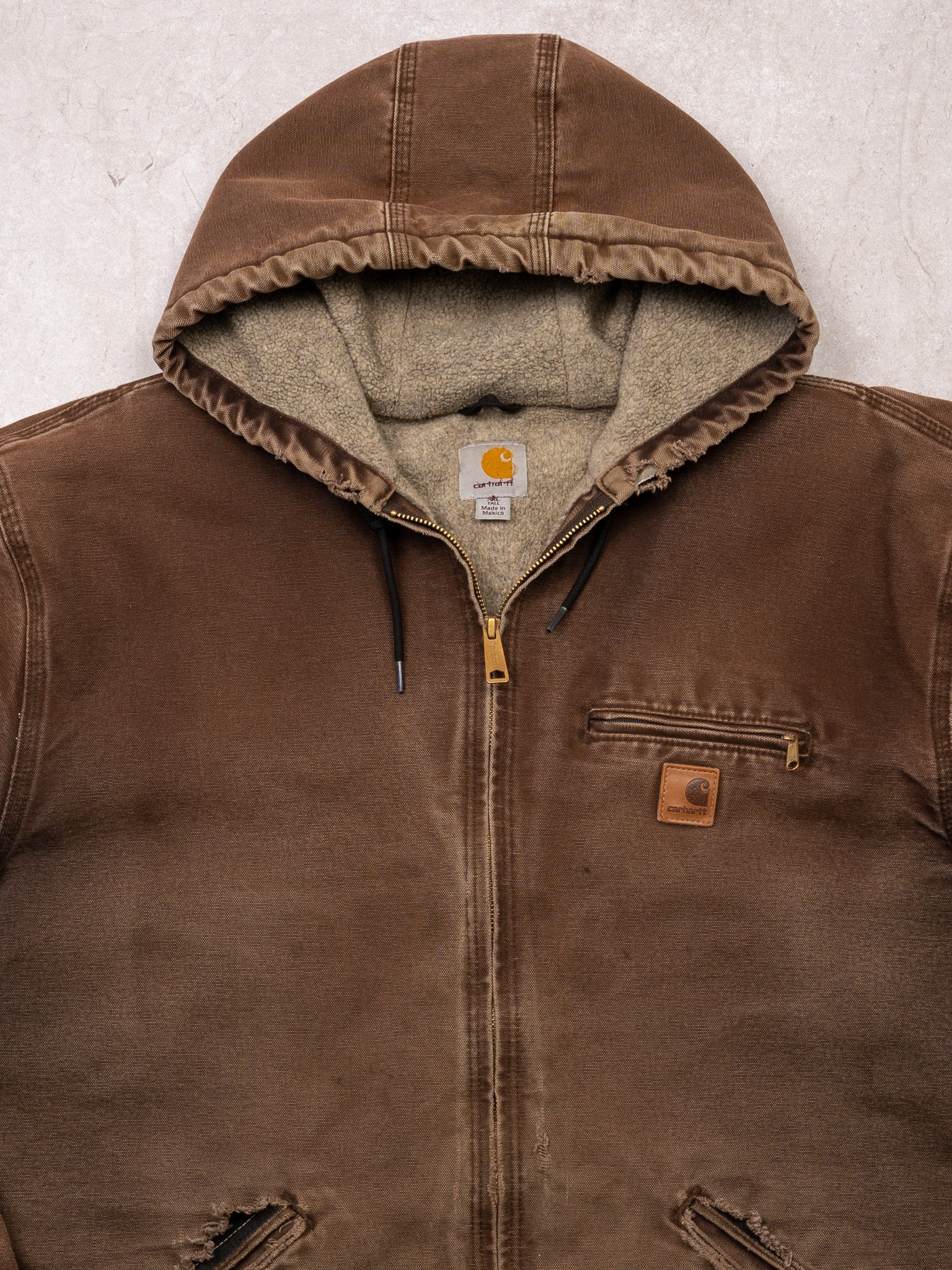 Vintage Rugged Brown Carhartt Duck Sherpa Lined Jacket (XL/XXL)