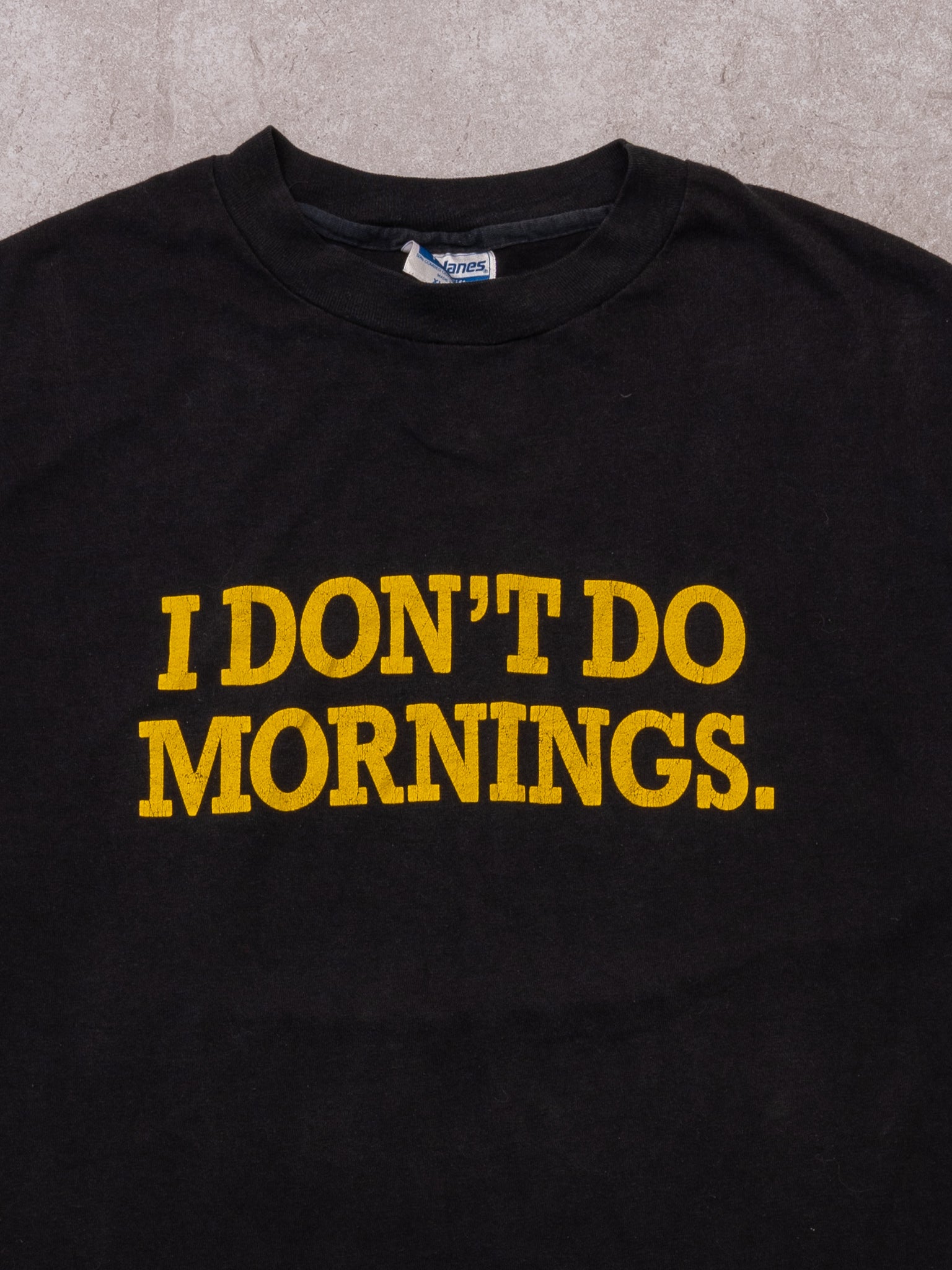 Vintage 90s Black I Dont Do Mornings Single Stitch Tee (S)