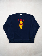 Vintage 90s Blue 'Pooh' Fleece Crewneck (L)