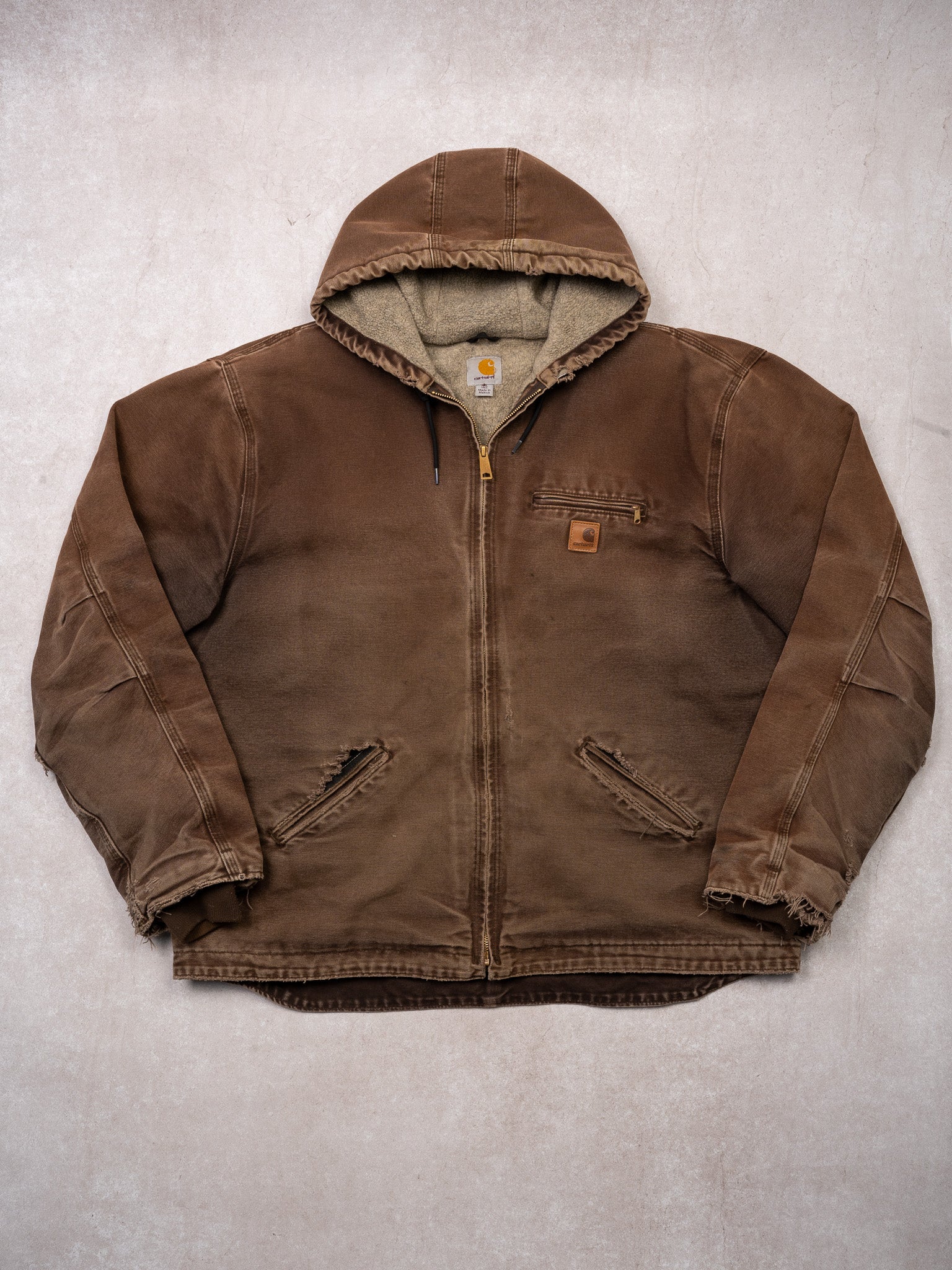 Vintage Rugged Brown Carhartt Duck Sherpa Lined Jacket (XL/XXL)