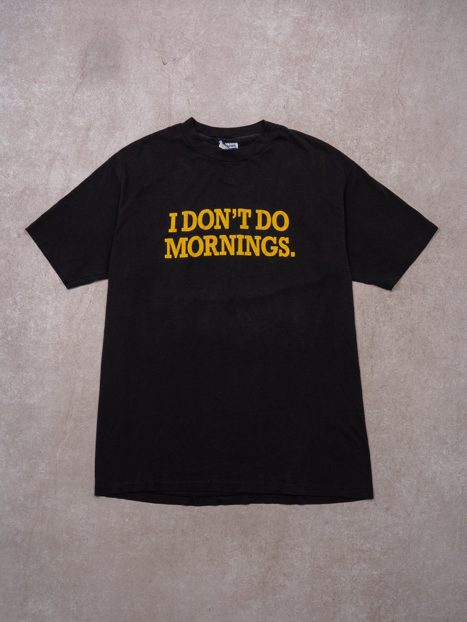 Vintage 90s Black I Dont Do Mornings Single Stitch Tee (S)