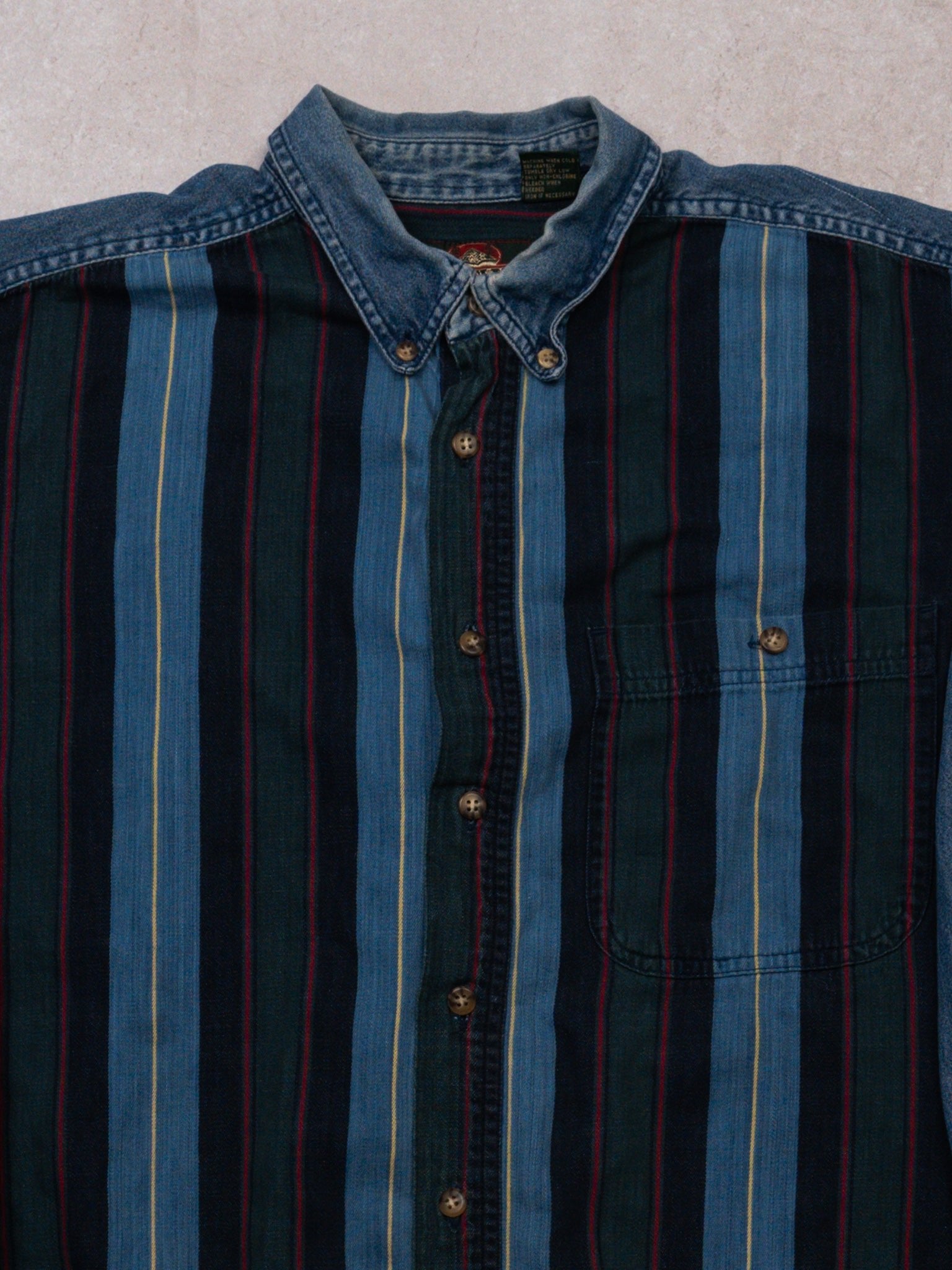 Vintage 90s Greatland Striped Denim Button Up  (M)