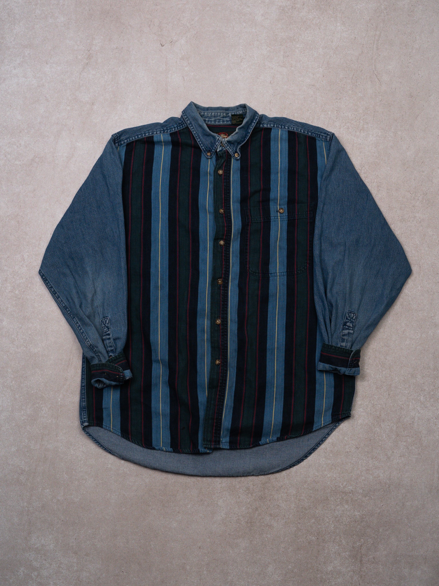 Vintage 90s Greatland Striped Denim Button Up  (M)