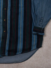 Vintage 90s Greatland Striped Denim Button Up  (M)